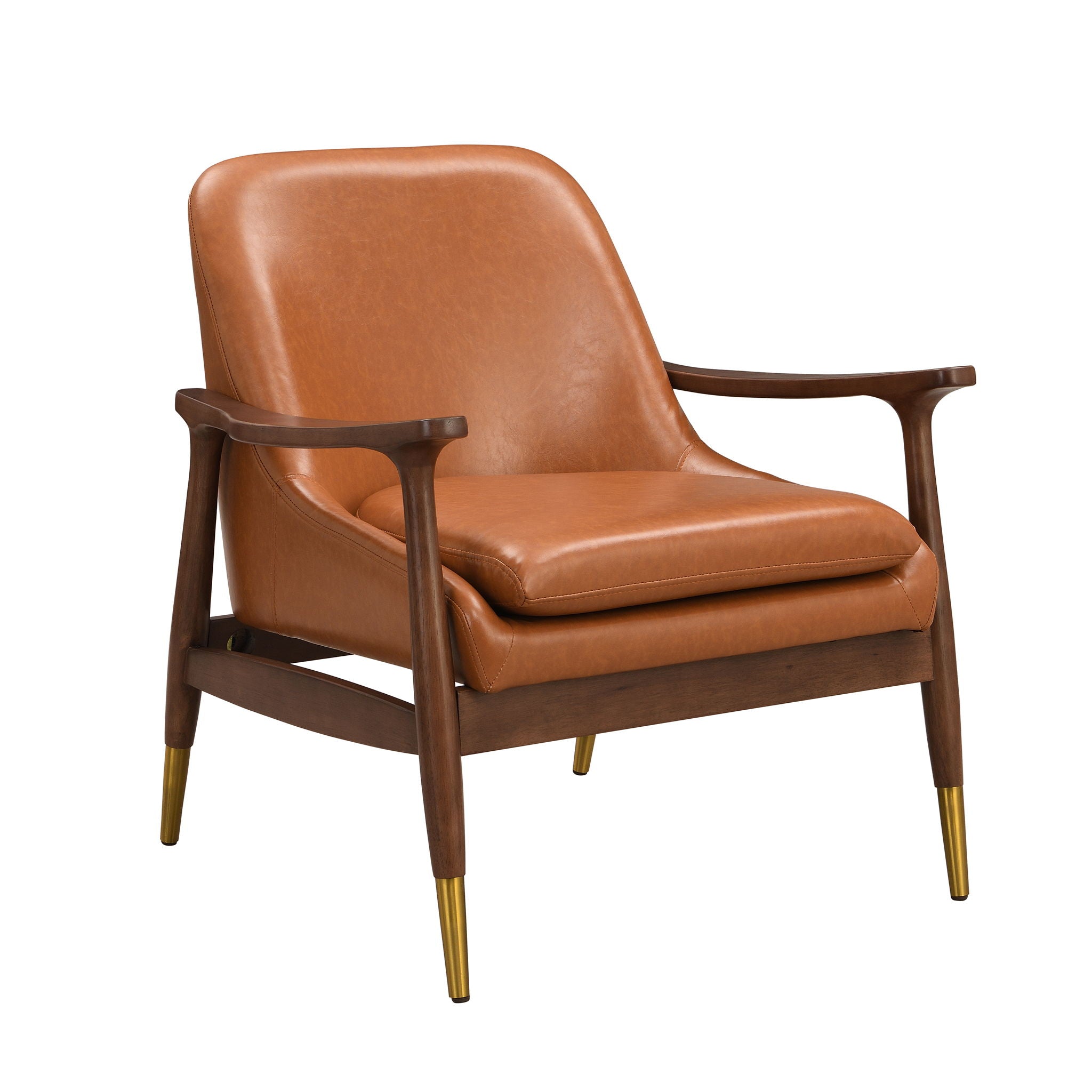 Mid - Century Accent Chair With Cushioned Seat, Brass Tipped Legs - Best Buy Furniture