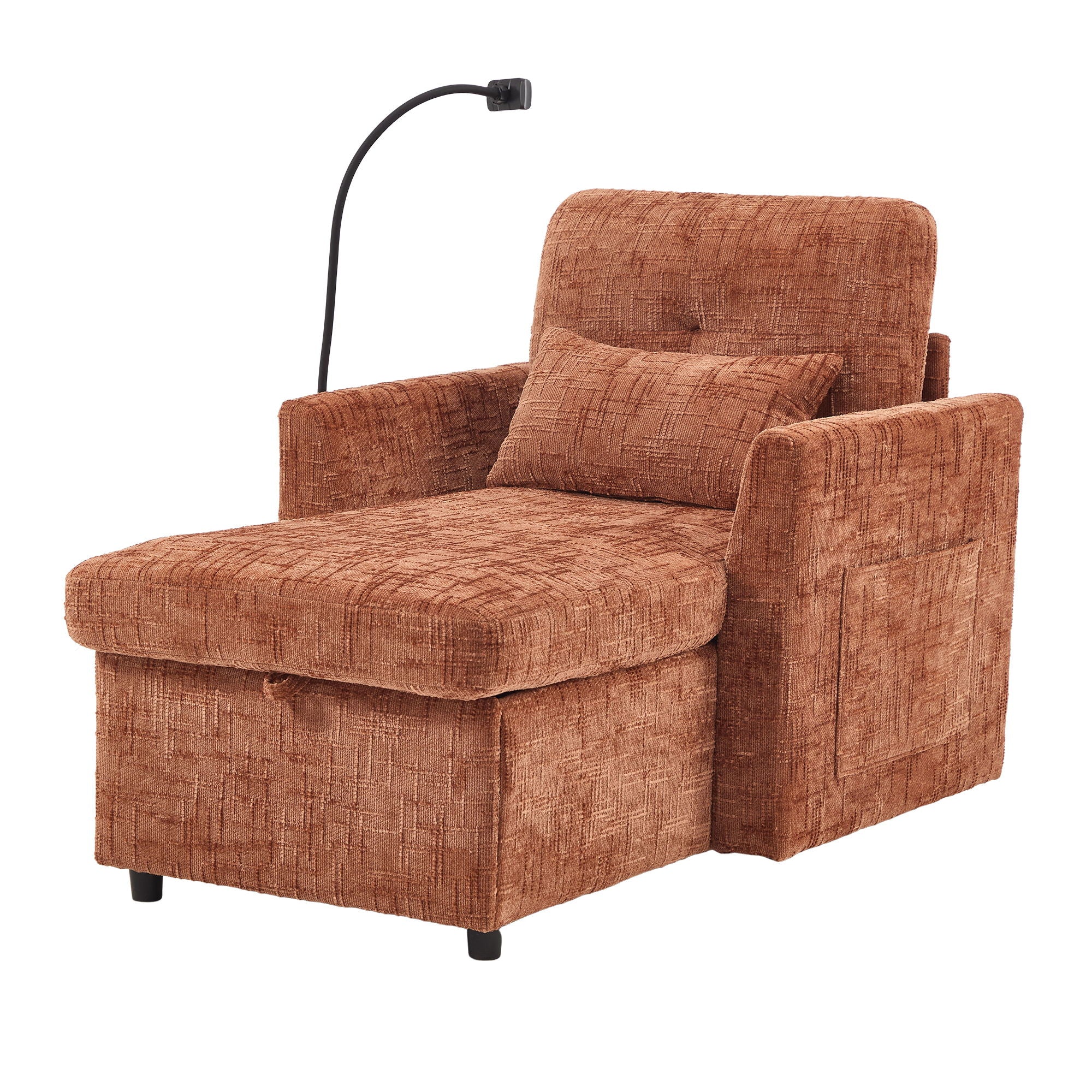 Multifunctional Chenille Recliner Sofa With Storage And Phone Bracket - Best Buy Furniture
