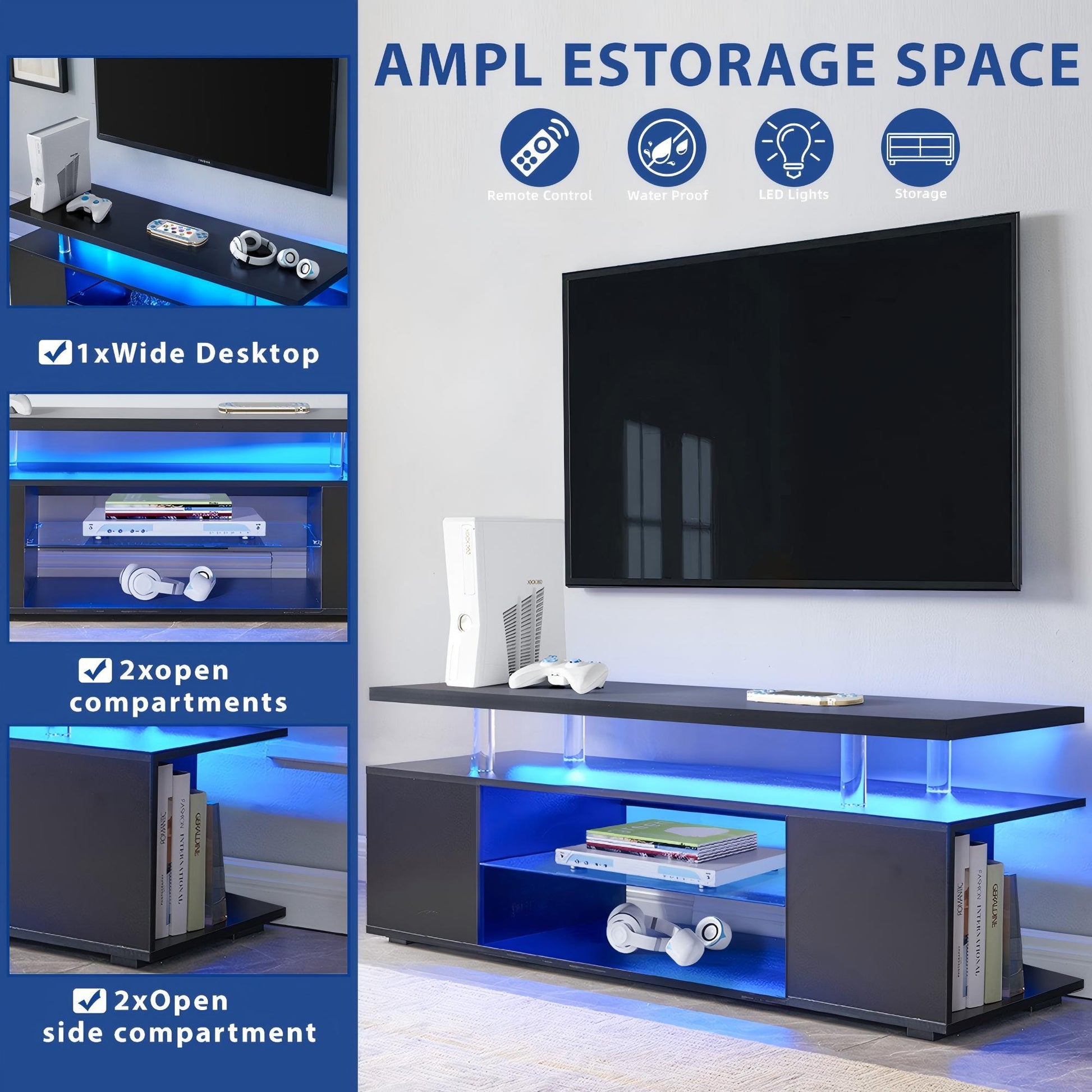 TV Stant With LED And Large Side Cabinet - Best Buy Furniture