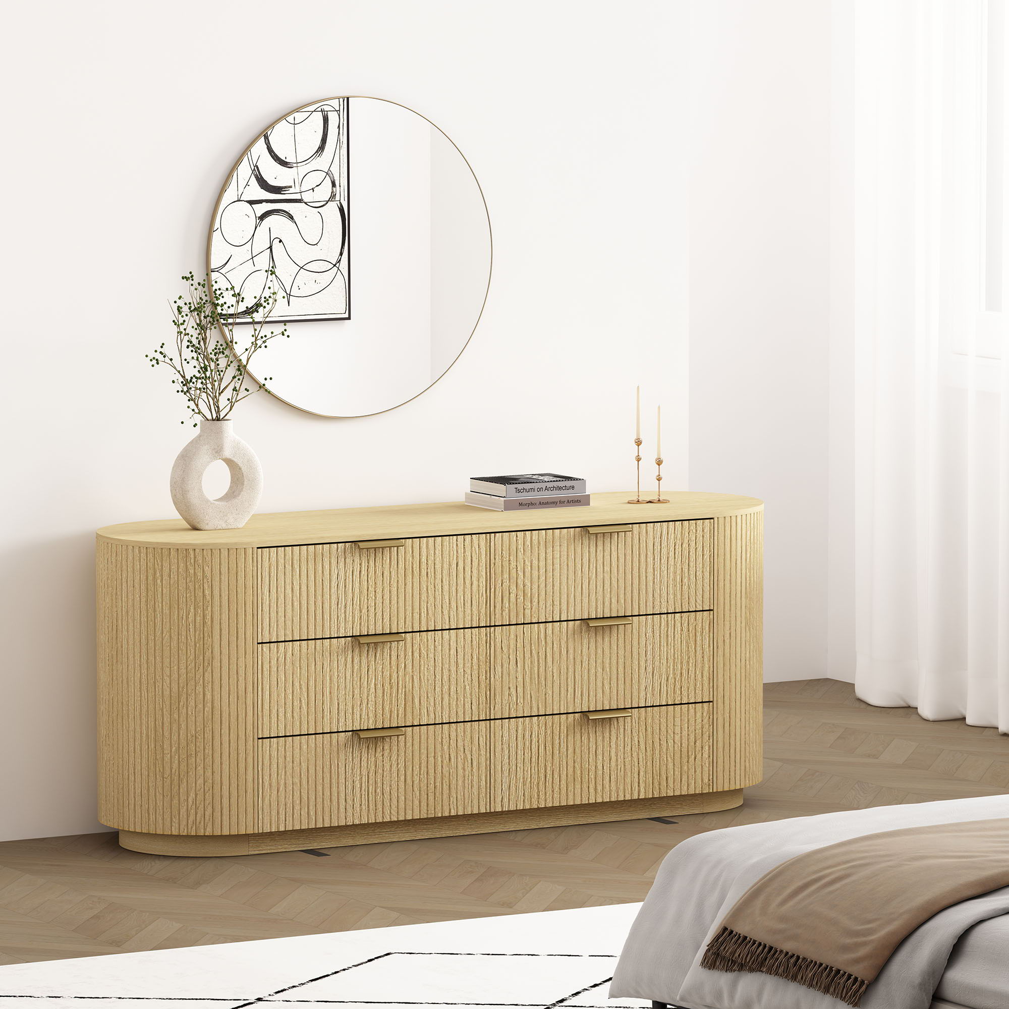 Olivia - Double Dresser With 6 Drawers - Oak