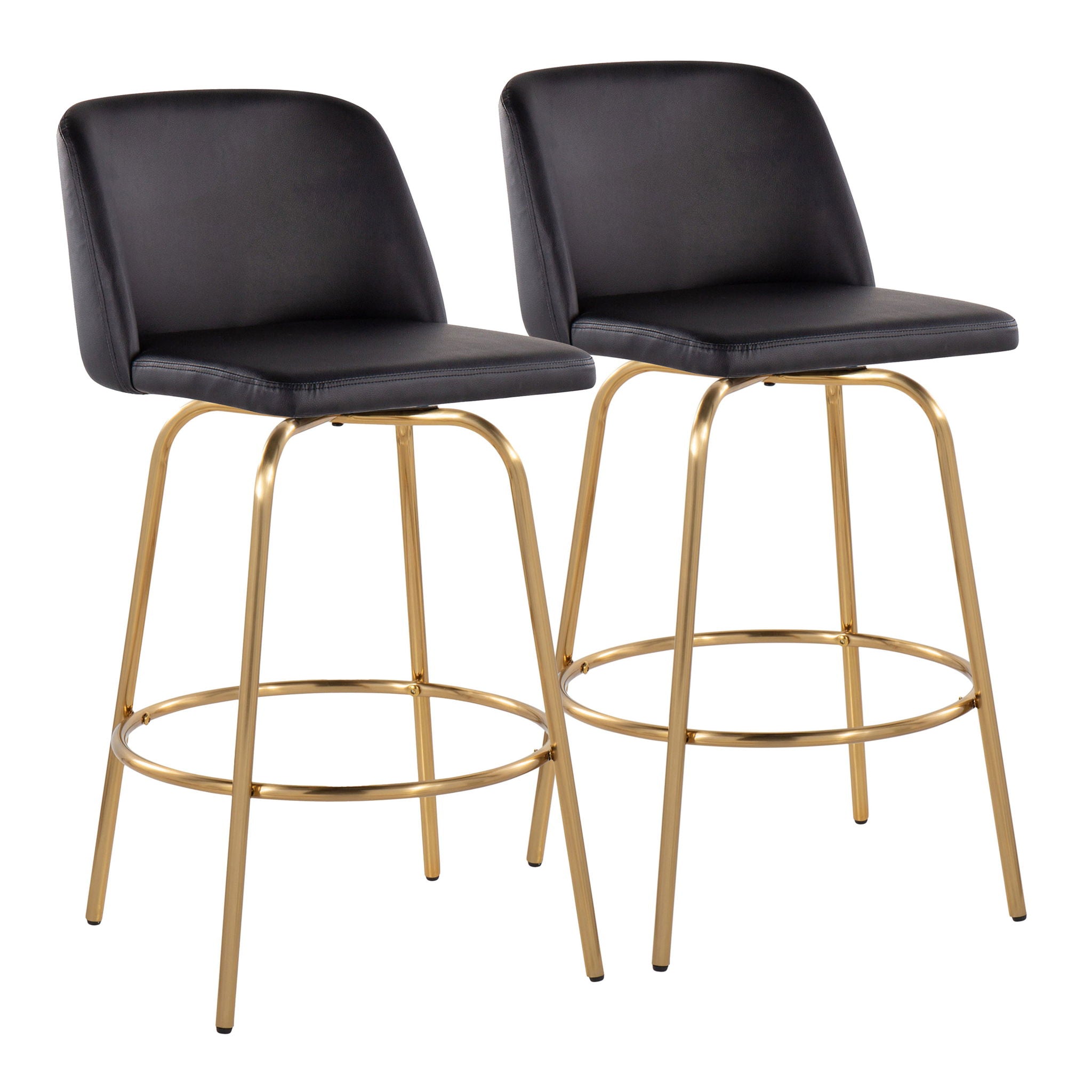 Toriano - Contemporary, Fixed Height Counter Stool With Swivel With Round Footrest (Set of 2) - Best Buy Furniture