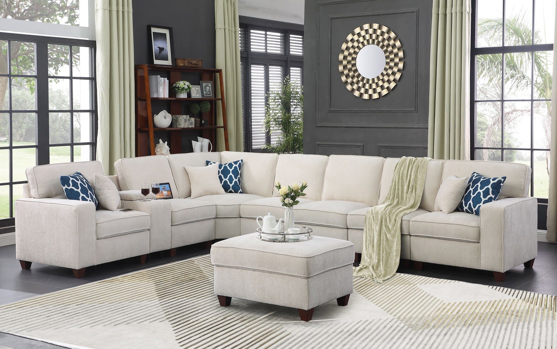 Ted - Sectional Sofa With Ottoman - Beige - Best Buy Furniture