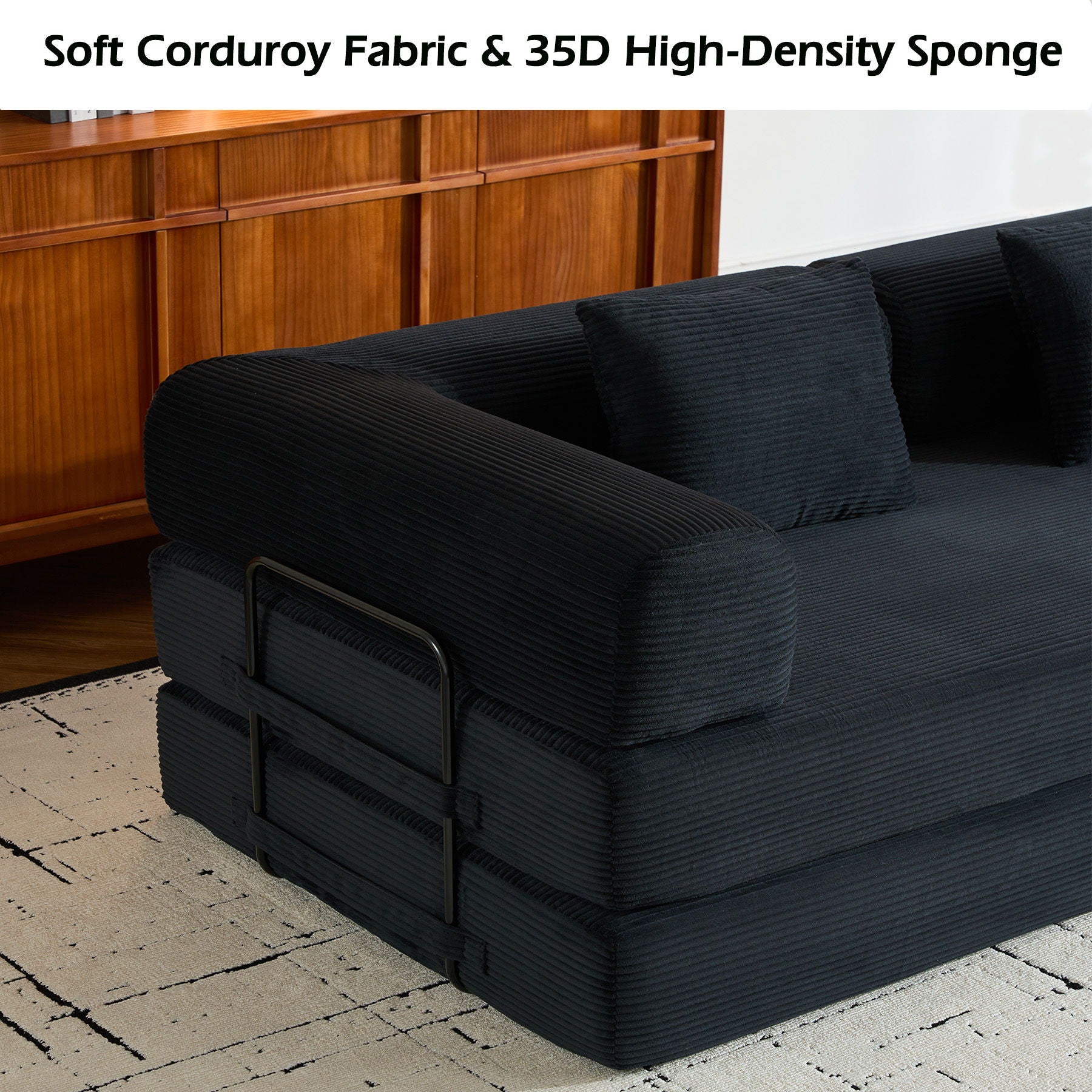 Convertible Sleeper Sofa Bed With Cylindrical Pillow, With Fixed Shape Frame - Best Buy Furniture