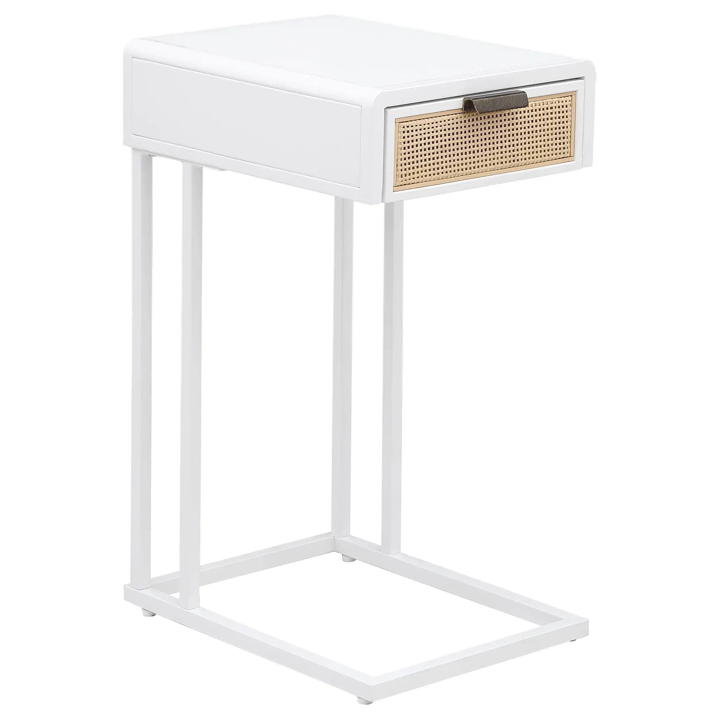 Amherst - 1-Drawer Radio Weave Cane Metal Side Table - Best Buy Furniture