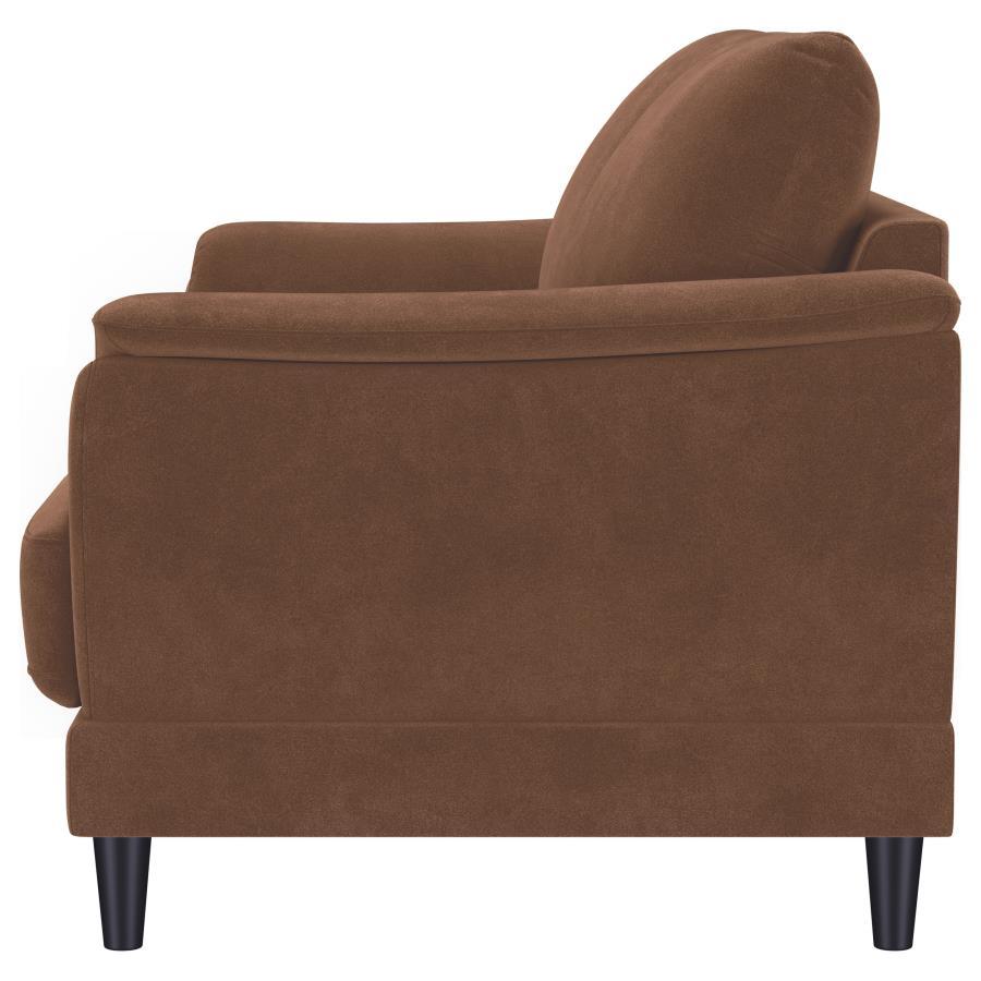 Selma - Velvet Upholstered Crescent Arm Loveseat - Rust - Best Buy Furniture
