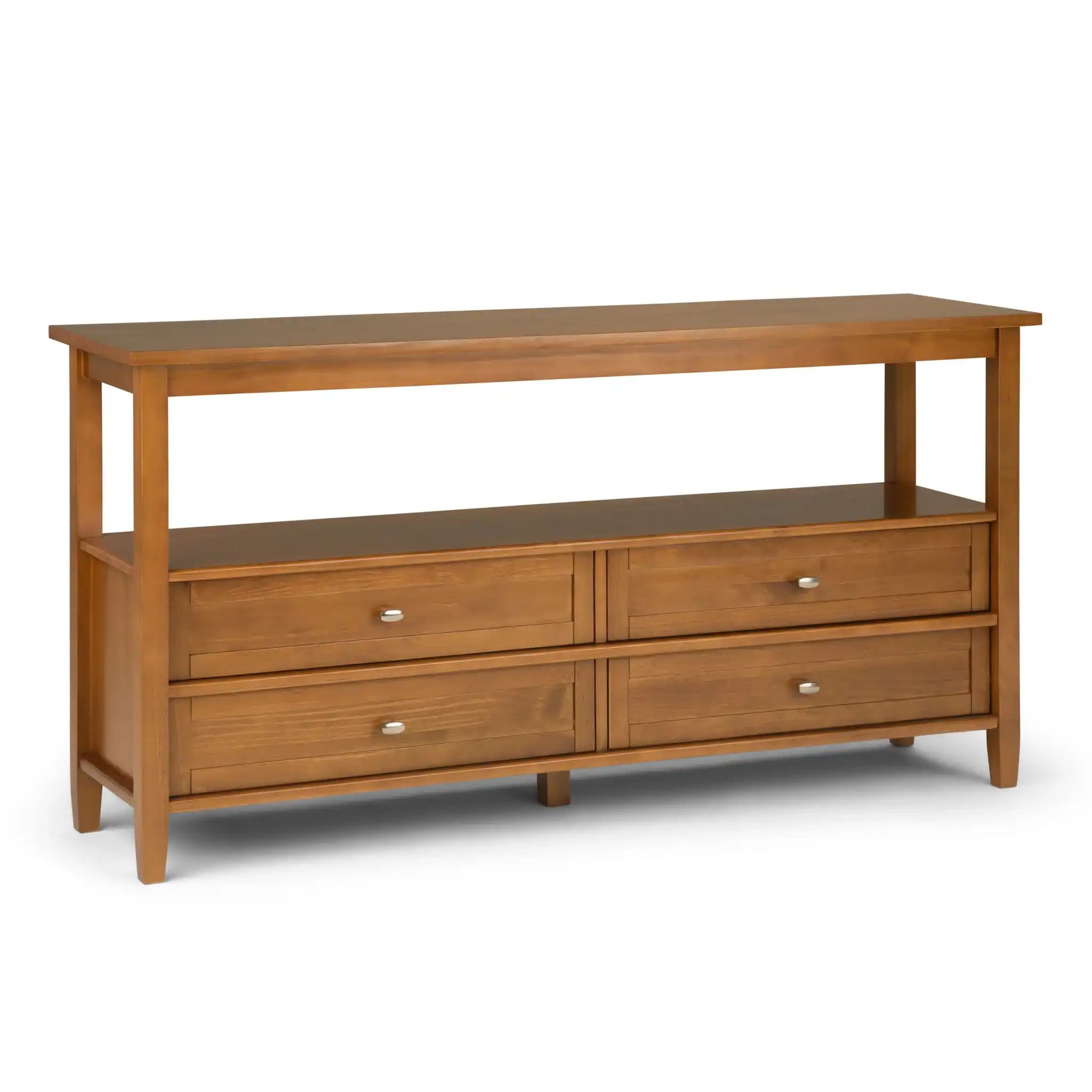 Warm Shaker - Wide Console Sofa Table - Light Golden Brown - Best Buy Furniture