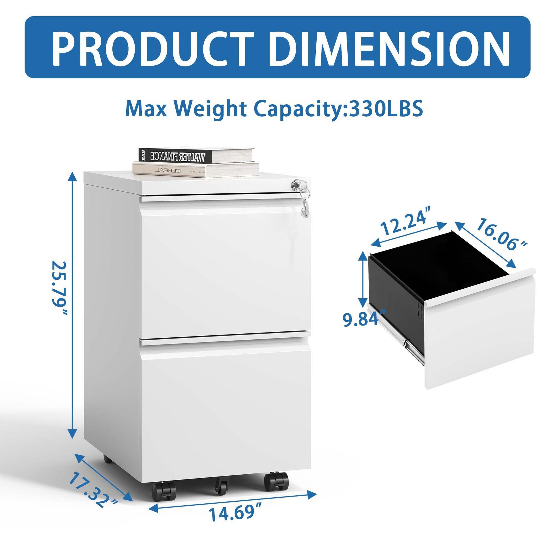 Metal Drawer Mobile File Cabinet With Lock For Home Office Organizer - Best Buy Furniture