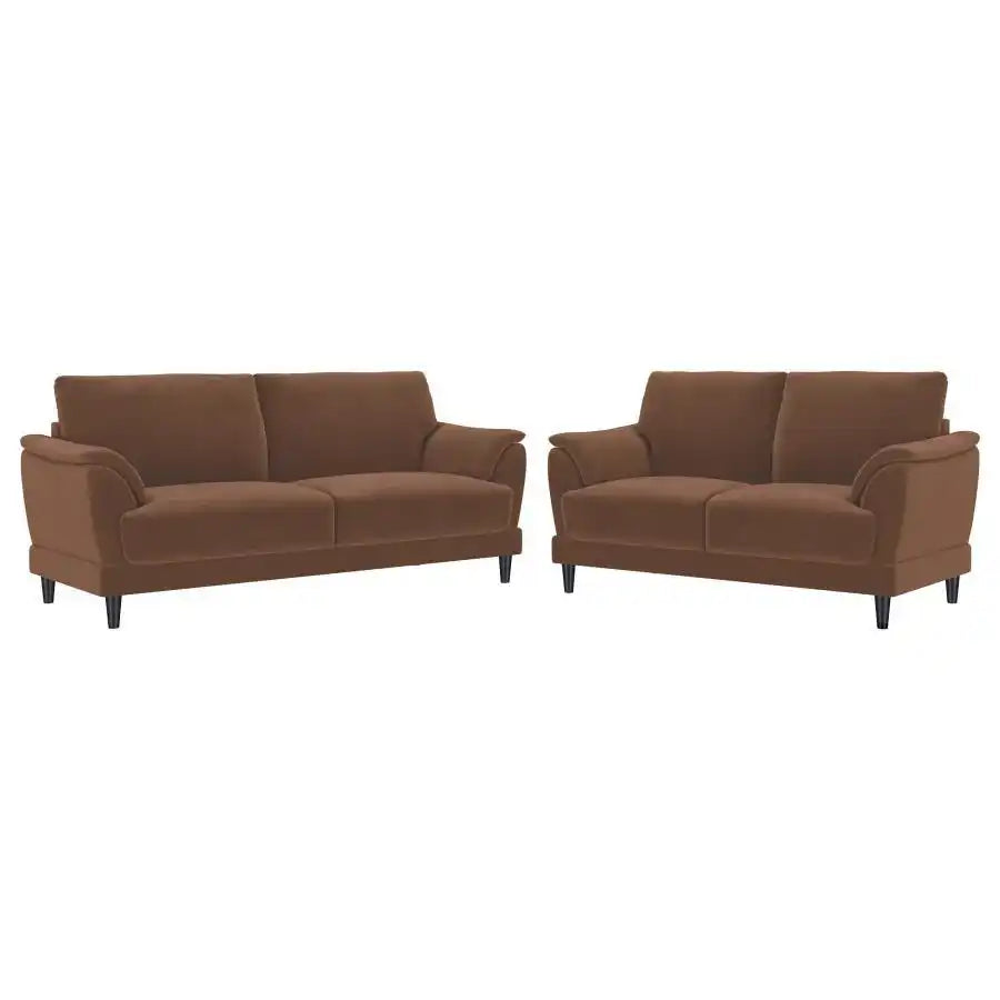 Selma - 2 Piece Velvet Upholstered Crescent Arm Sofa Set - Rust - Best Buy Furniture