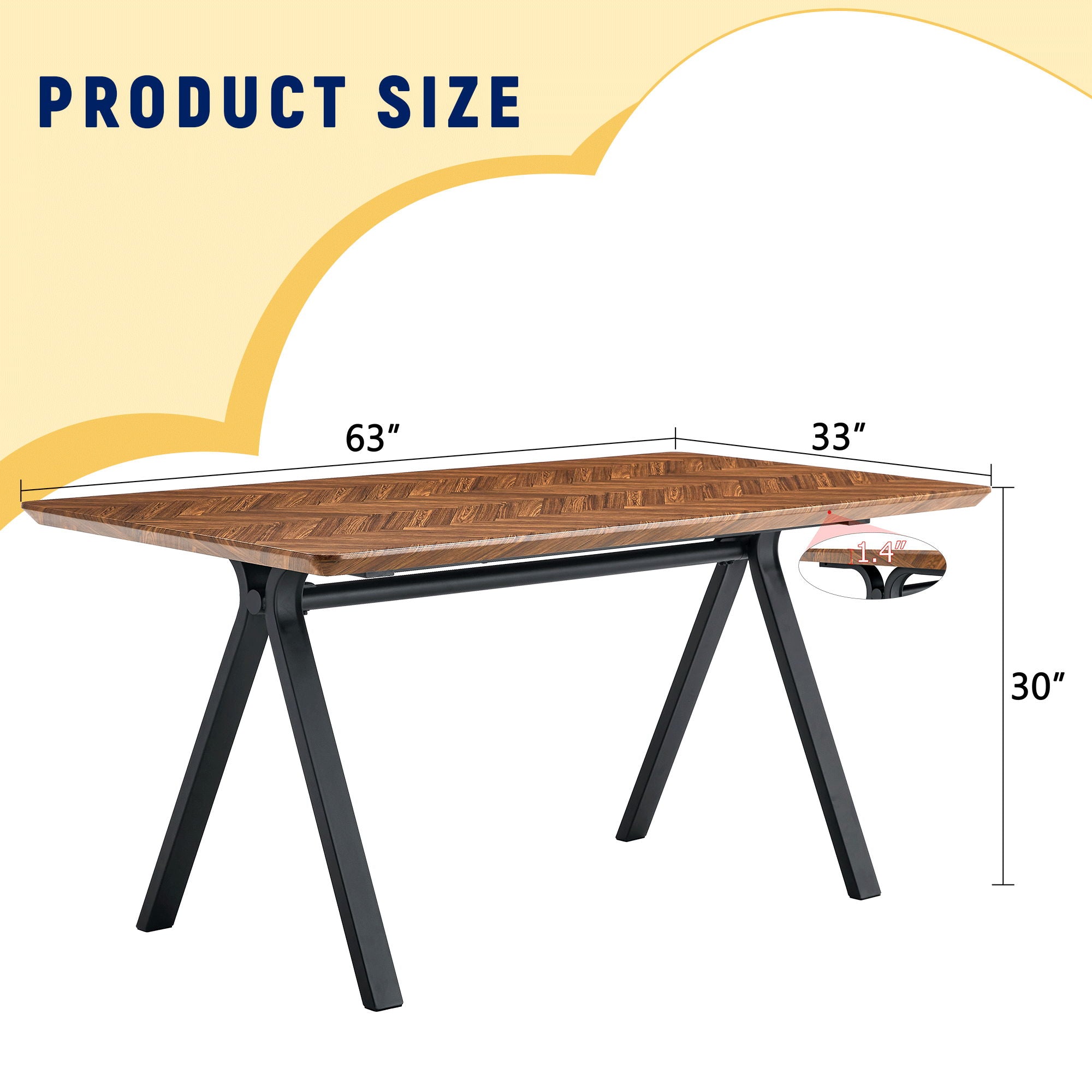 Herringbone Pattern Dining Table A Perfect Match For Modern Minimalist And Industrial Home Styles - Walnut - Best Buy Furniture