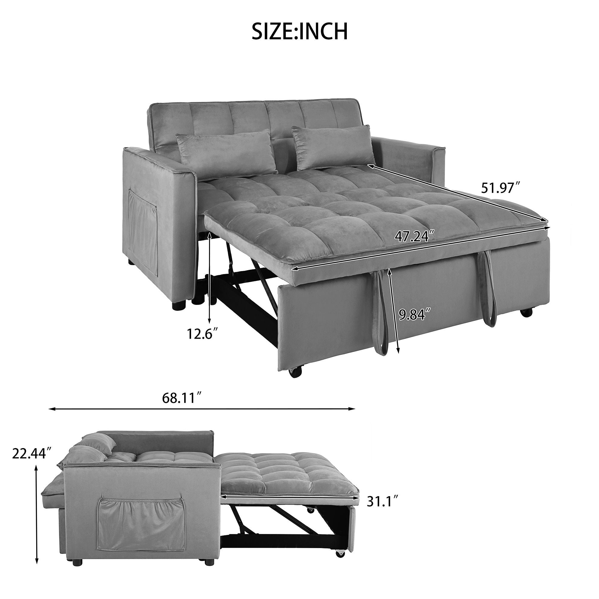 3 In 1 Pull Out Couch Convertible Sofa Bed With Reclining Backrest - Best Buy Furniture