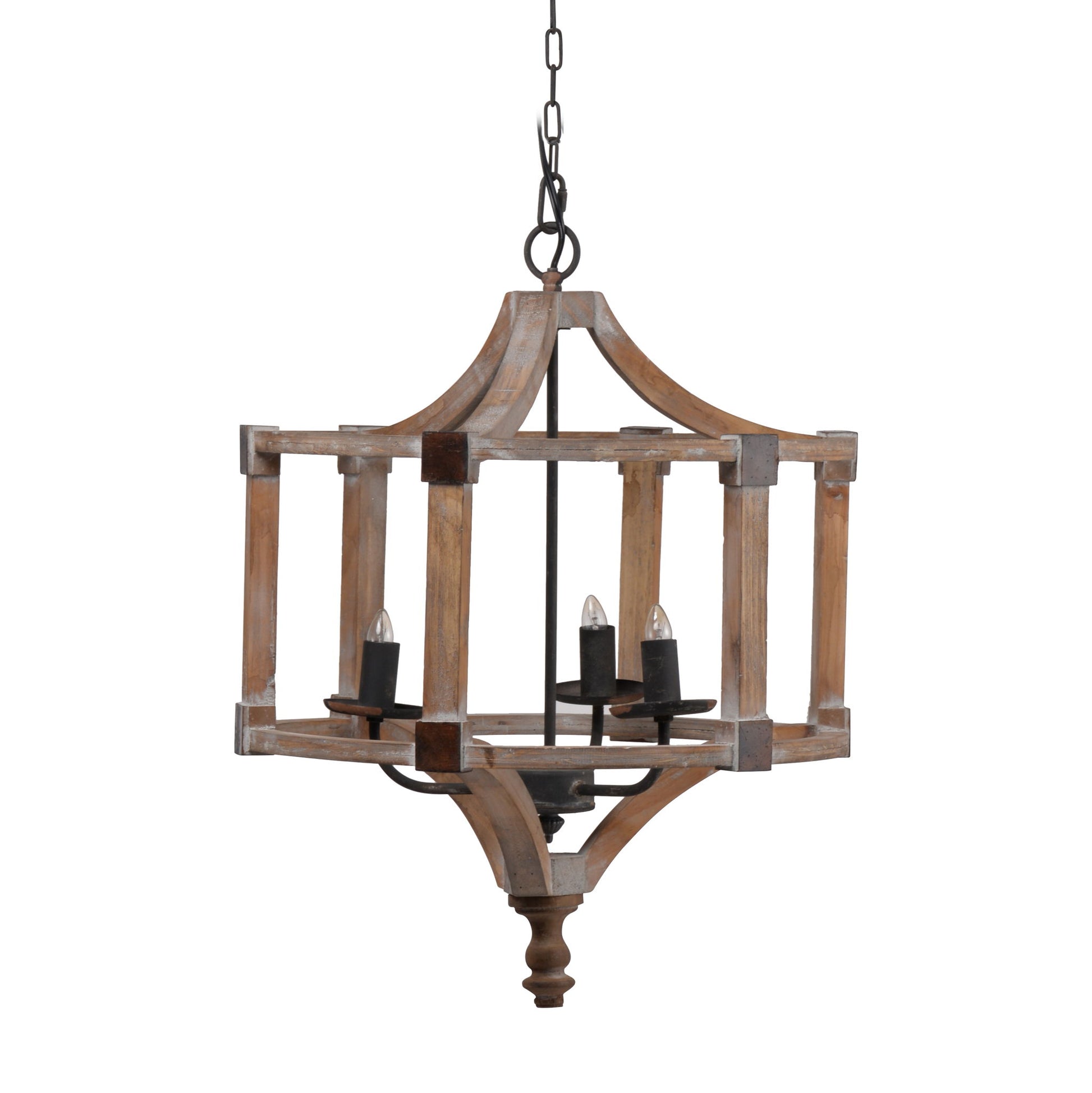 3 Light Wood Drum Chandelier, Hanging Light Fixture With Adjustable Chain For Kitchen, Bulb Not Included - Brown - Best Buy Furniture