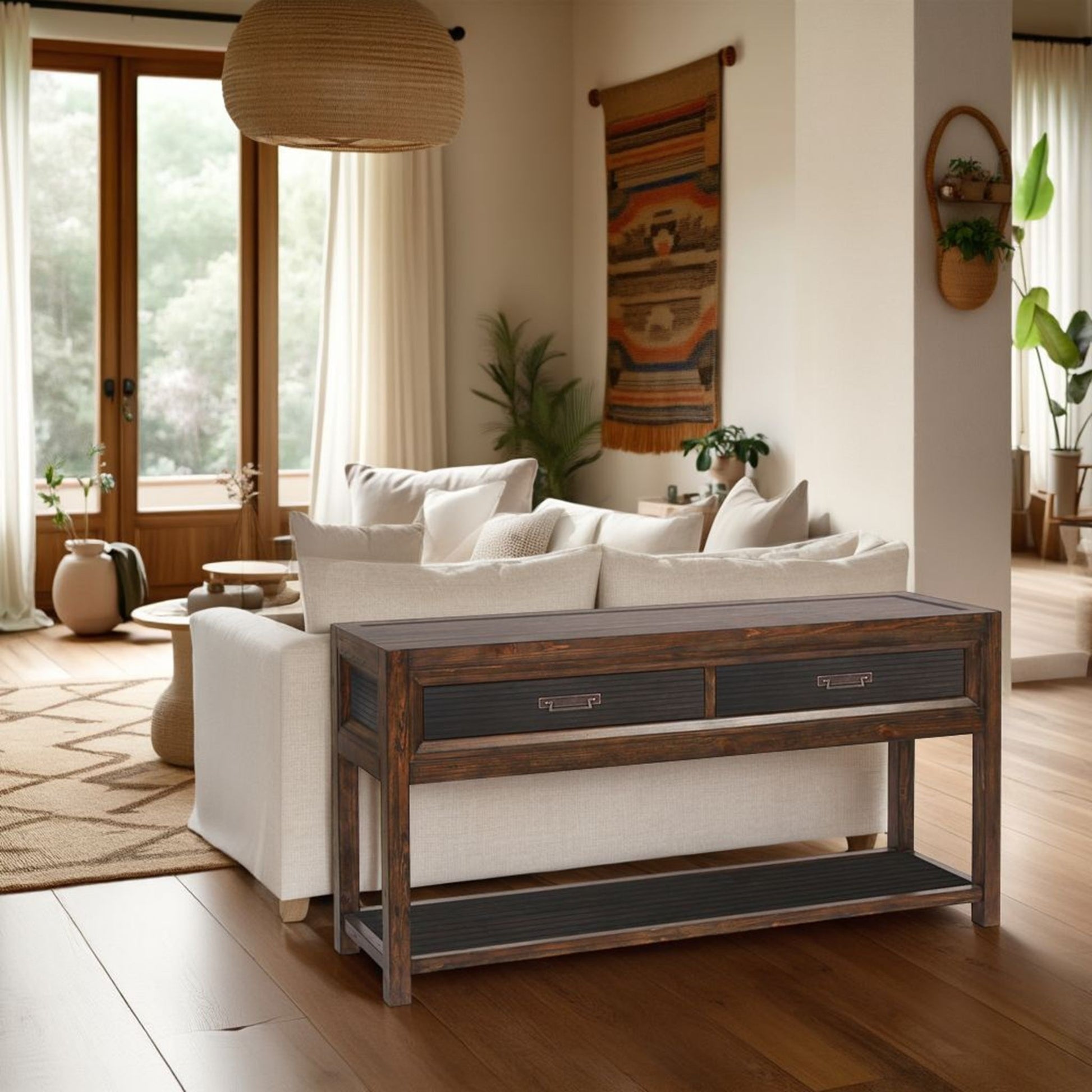 Branson - 2 Drawer Sofa Table, Two Tone - Brown - Best Buy Furniture