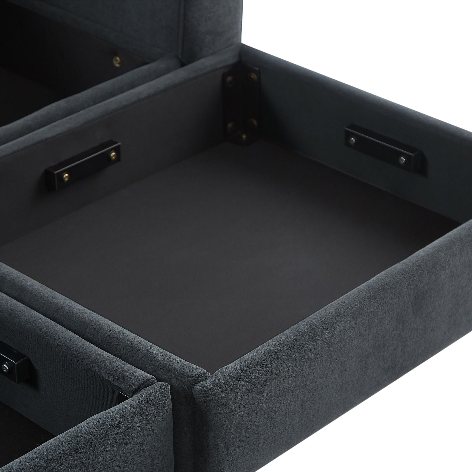 Upholstered L Shaped Sectional Sofa With Storage, Movable Ottoman, And 6 Throw Pillows - Best Buy Furniture