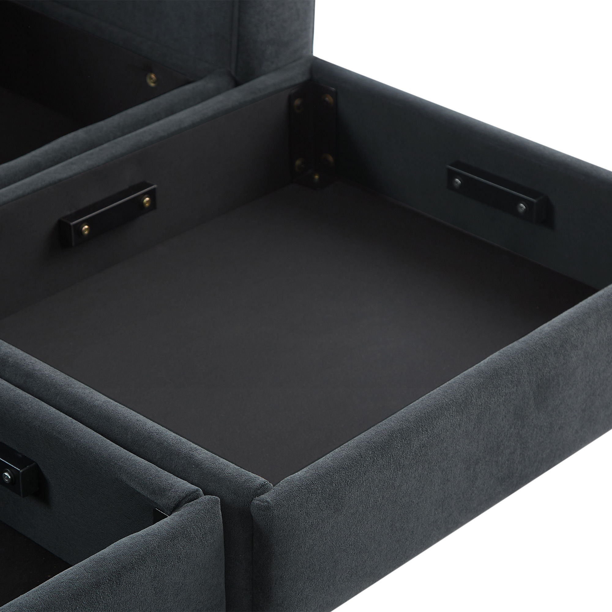 Upholstered L Shaped Sectional Sofa With Storage, Movable Ottoman, And 6 Throw Pillows - Best Buy Furniture