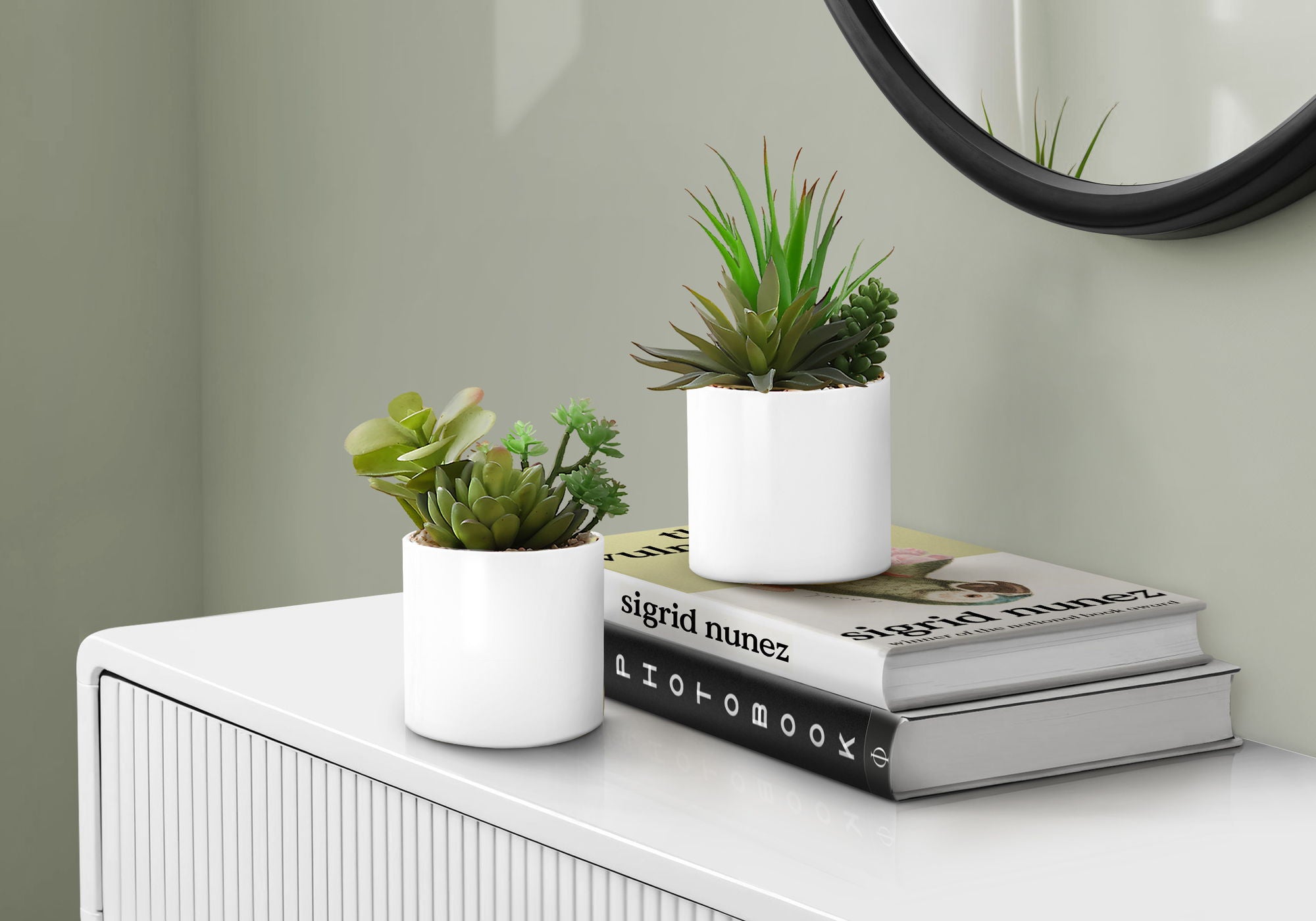 7" Tall, Artificial Plant, Succulent, Indoor, Faux, Fake, Table, Greenery, Potted, Decorative (Set of 2) - Green / White - Best Buy Furniture