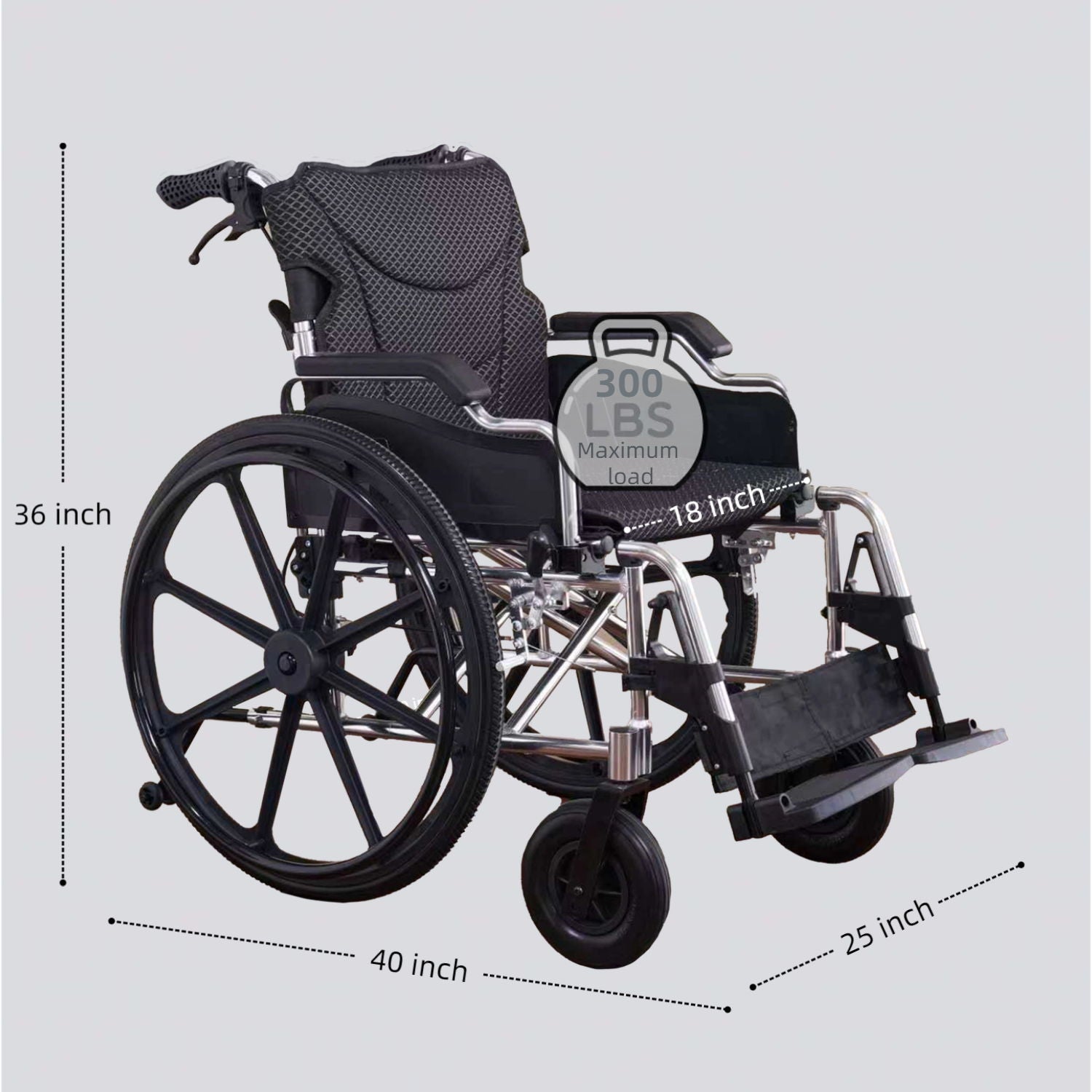 Lightweight Foldable Transport Wheelchair For Adults With Double X Force Support