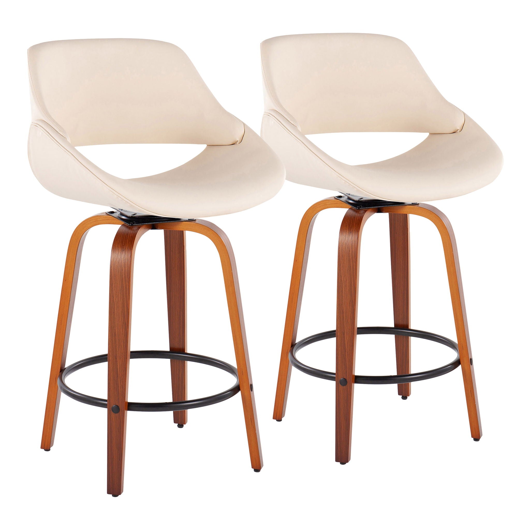 Fabrico - Mid Century Modern Fixed Height Counter Stool And Round Footrest (Set of 2) - Best Buy Furniture