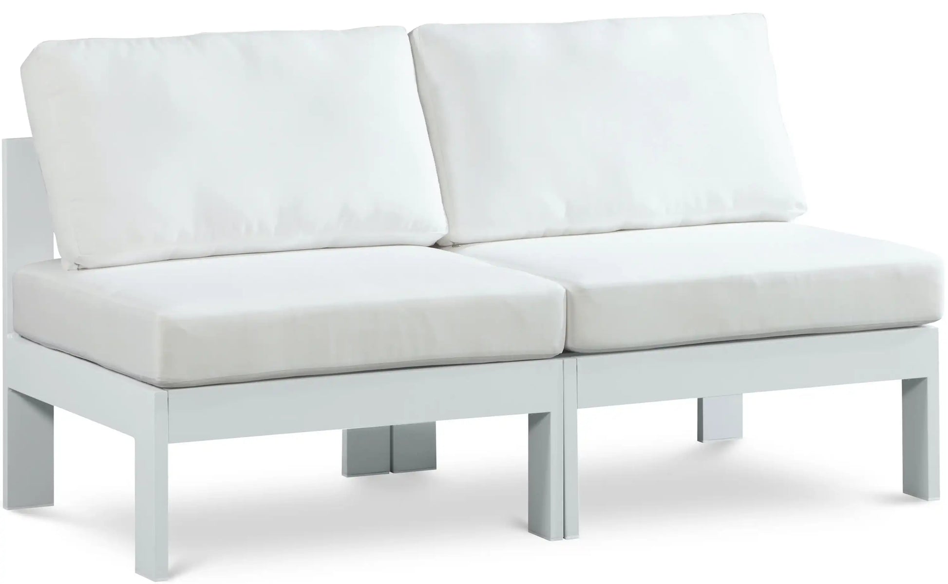 Nizuc - Outdoor Patio 2 Seat Armless Modular Sofa With White Frame - Best Buy Furniture