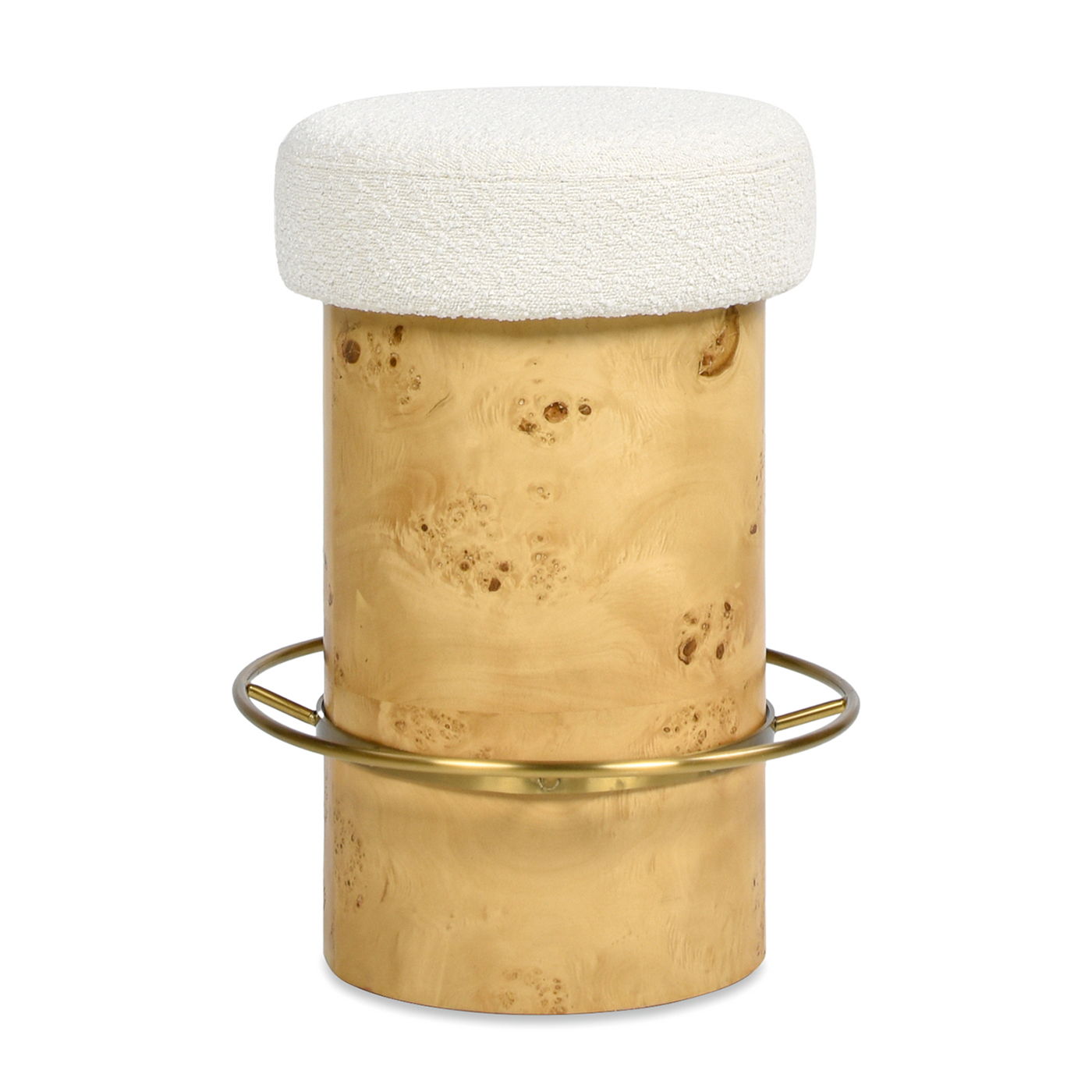 Nebula - Backless Round Upholstered Counter Stool With Burl - Ivory White - Best Buy Furniture