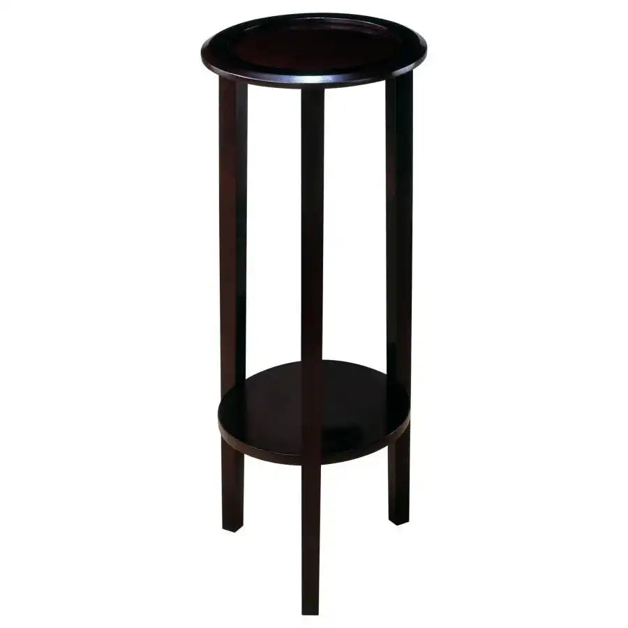 Kirk - 1-Shelf Round Wood Plant Stand Side Table - Espresso - Best Buy Furniture