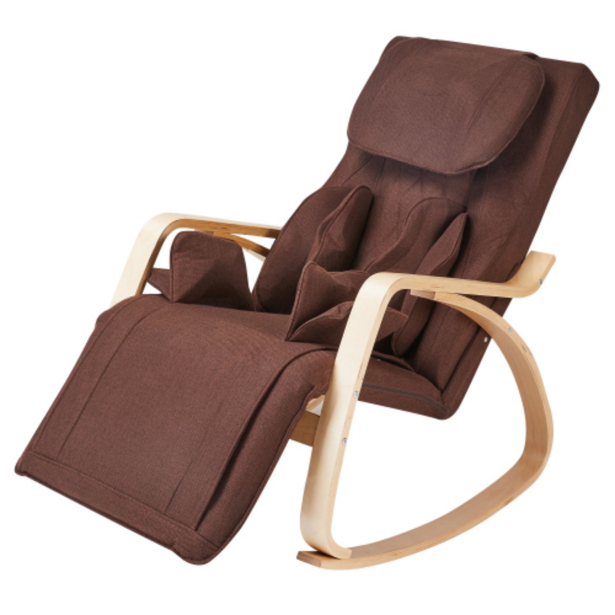 Comfortable Relax Rocking Chair With Full Massage Function Cotton Fabric Air Pressure - Brown - Best Buy Furniture