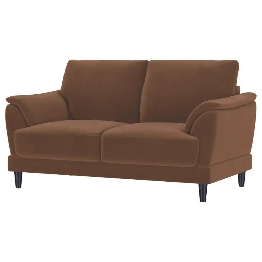 Selma - Velvet Upholstered Crescent Arm Loveseat - Rust - Best Buy Furniture