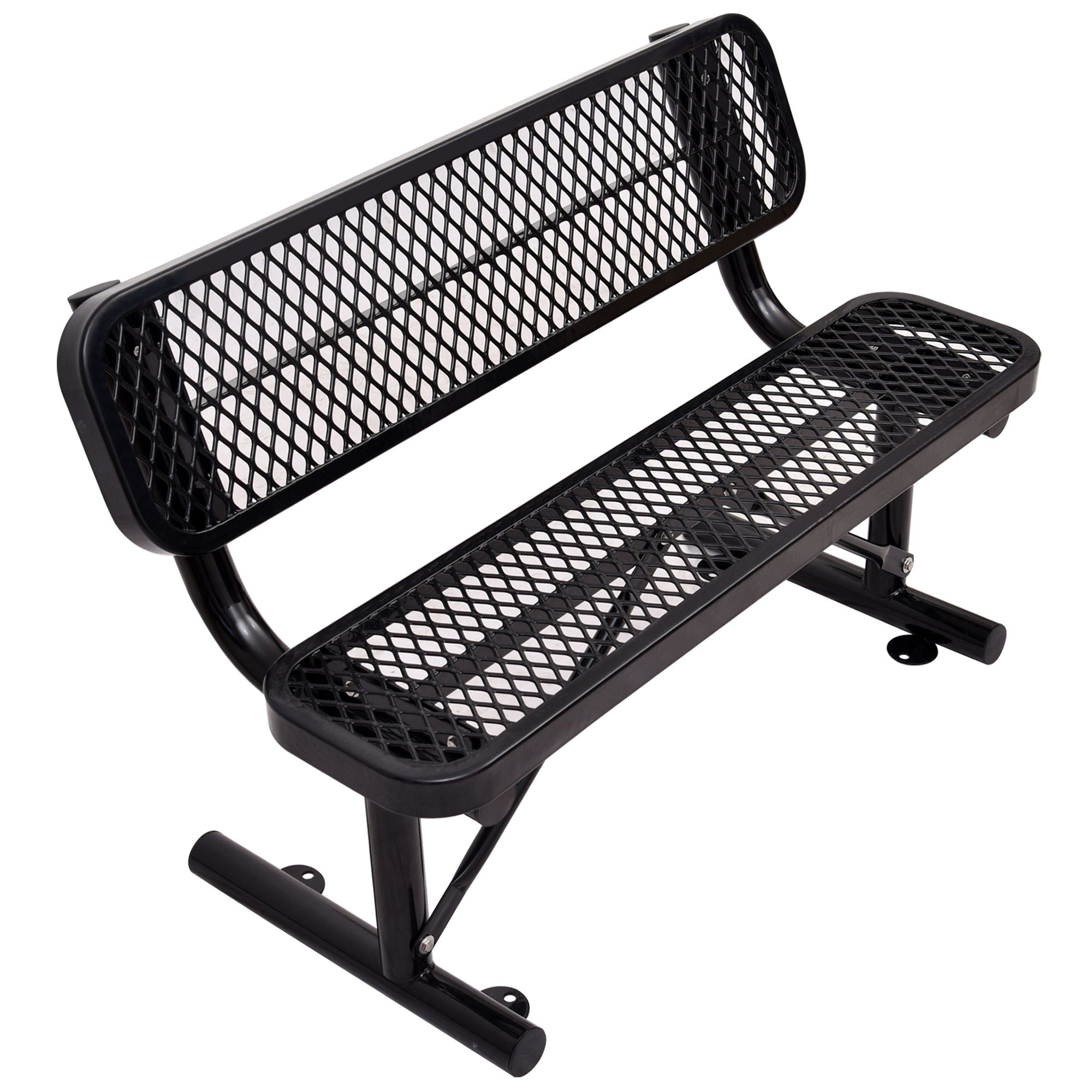 6' Outdoor Steel Bench With Backrest - Best Buy Furniture