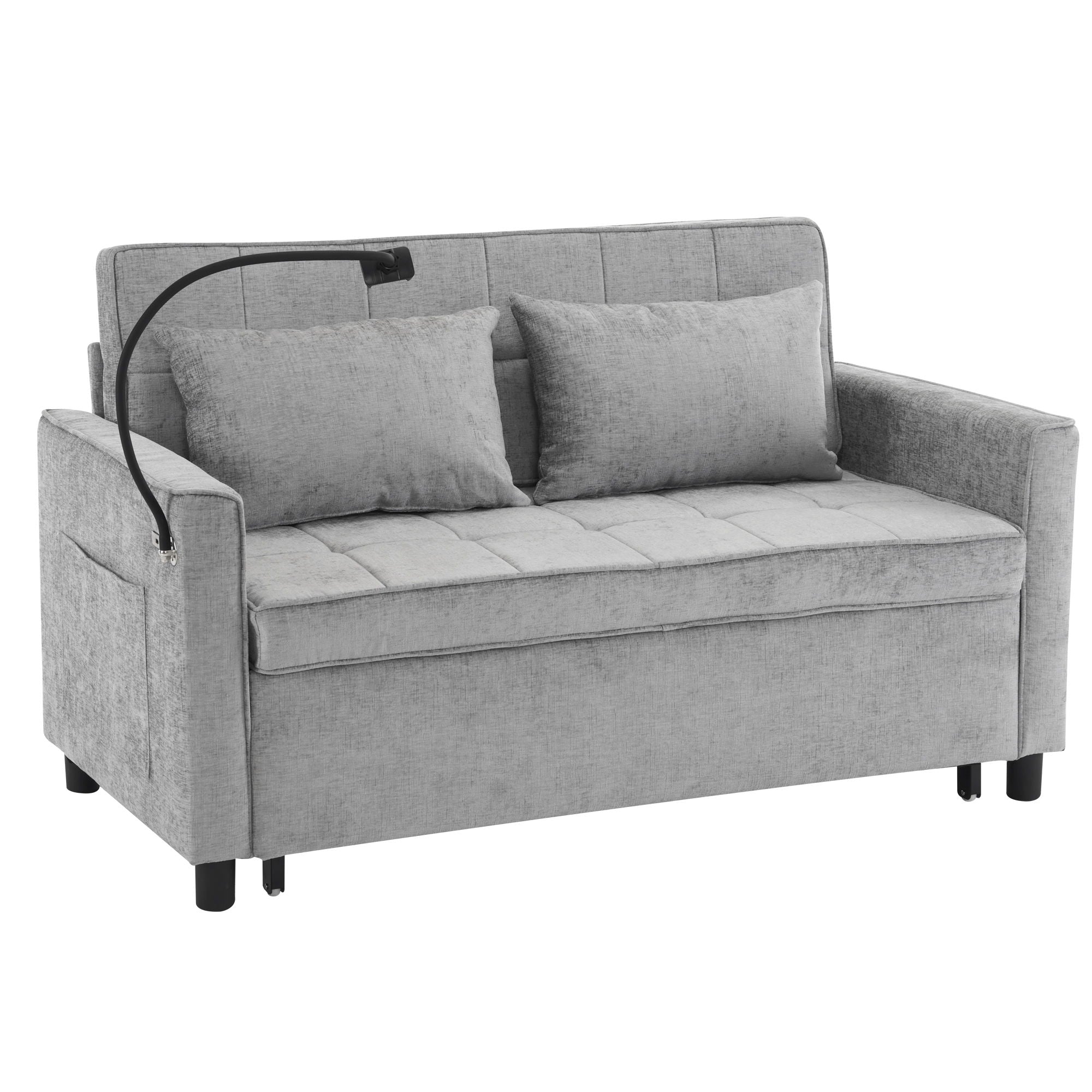 Pull-Out Sleeper Sofa With Reversible Backrest Cushion, Side Pockets, 2 USB Ports And A Phone Holder For Living Room - Best Buy Furniture