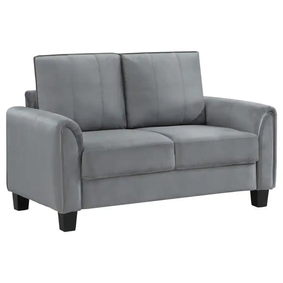 Davis - Upholstered Rolled Arm Loveseat - Gray - Best Buy Furniture