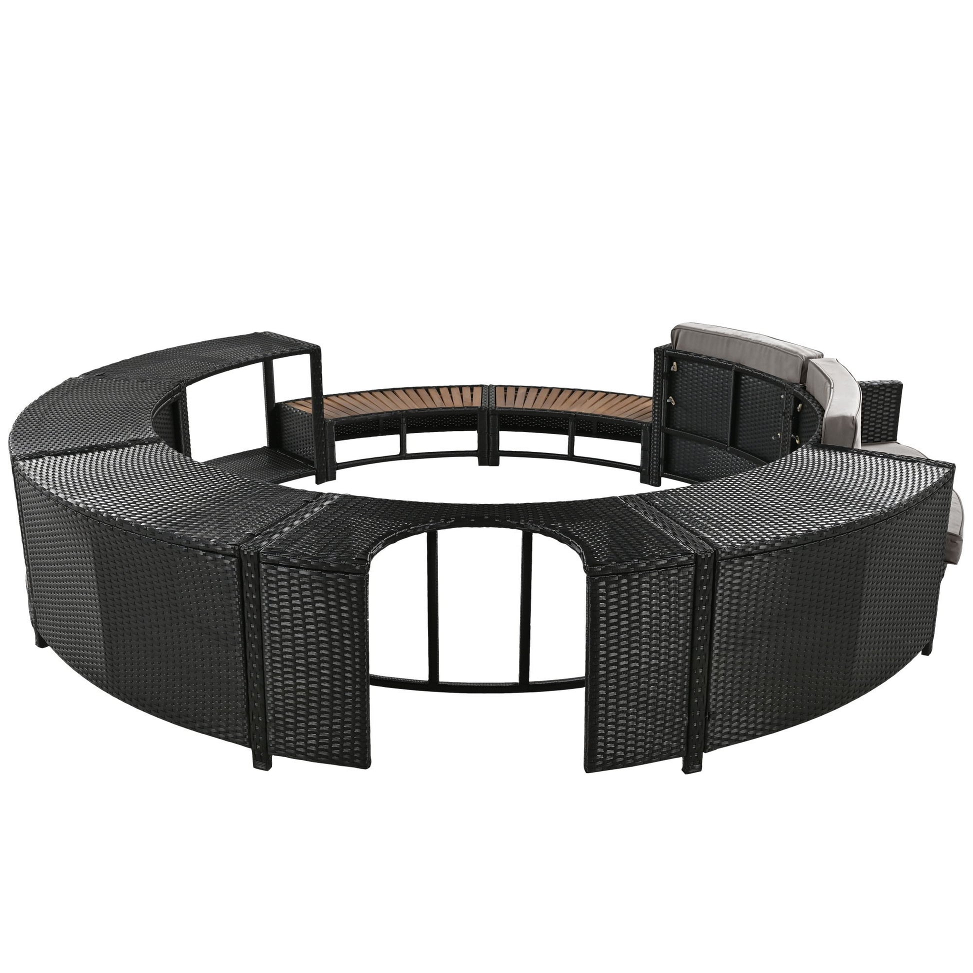 Spa Surround Spa Frame Patio Rattan Sofa Set With Storage Spaces, Mini Sofa And Comfortable Cushion For Patio, Backyard - Best Buy Furniture
