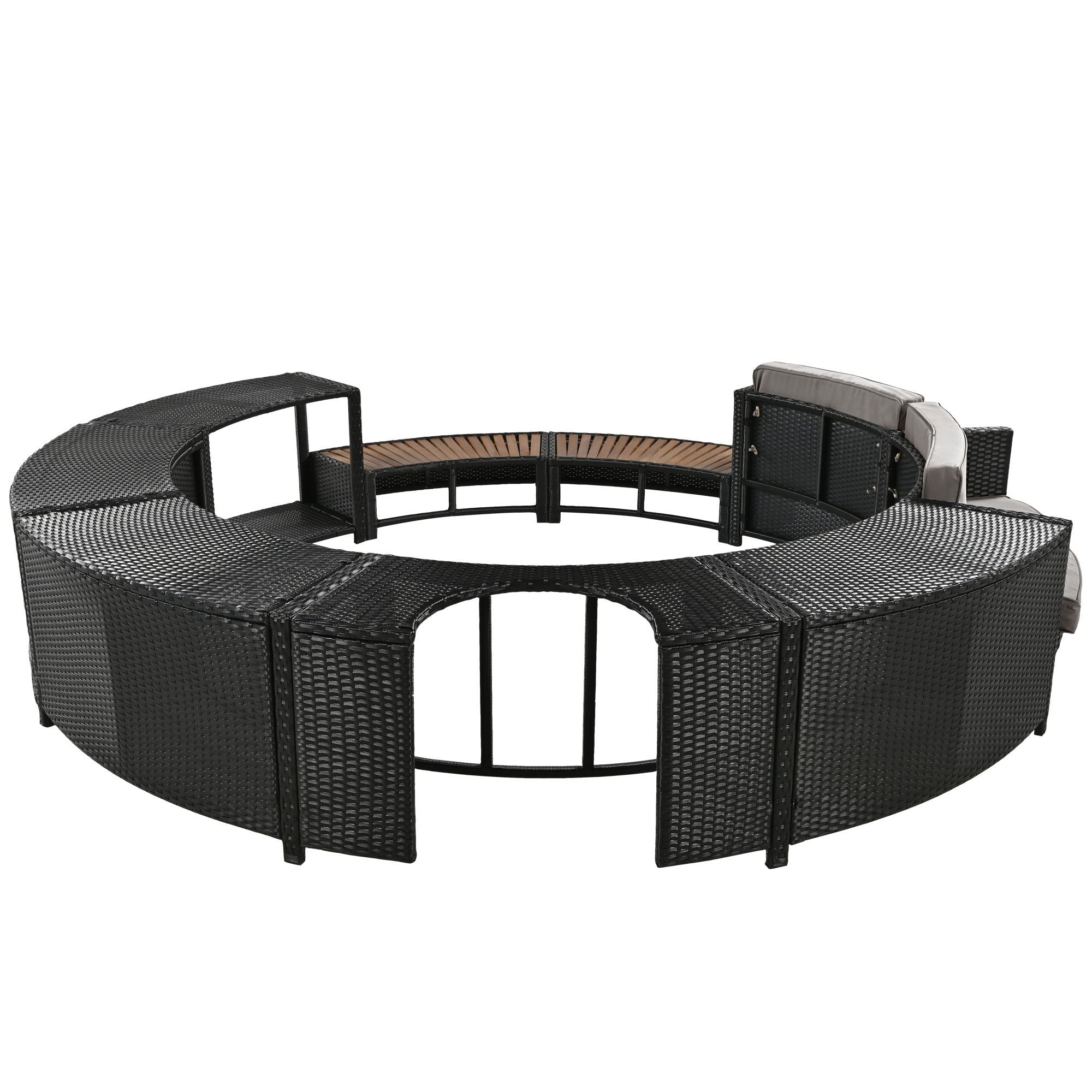 Spa Surround Spa Frame Patio Rattan Sofa Set With Storage Spaces, Mini Sofa And Comfortable Cushion For Patio, Backyard - Best Buy Furniture