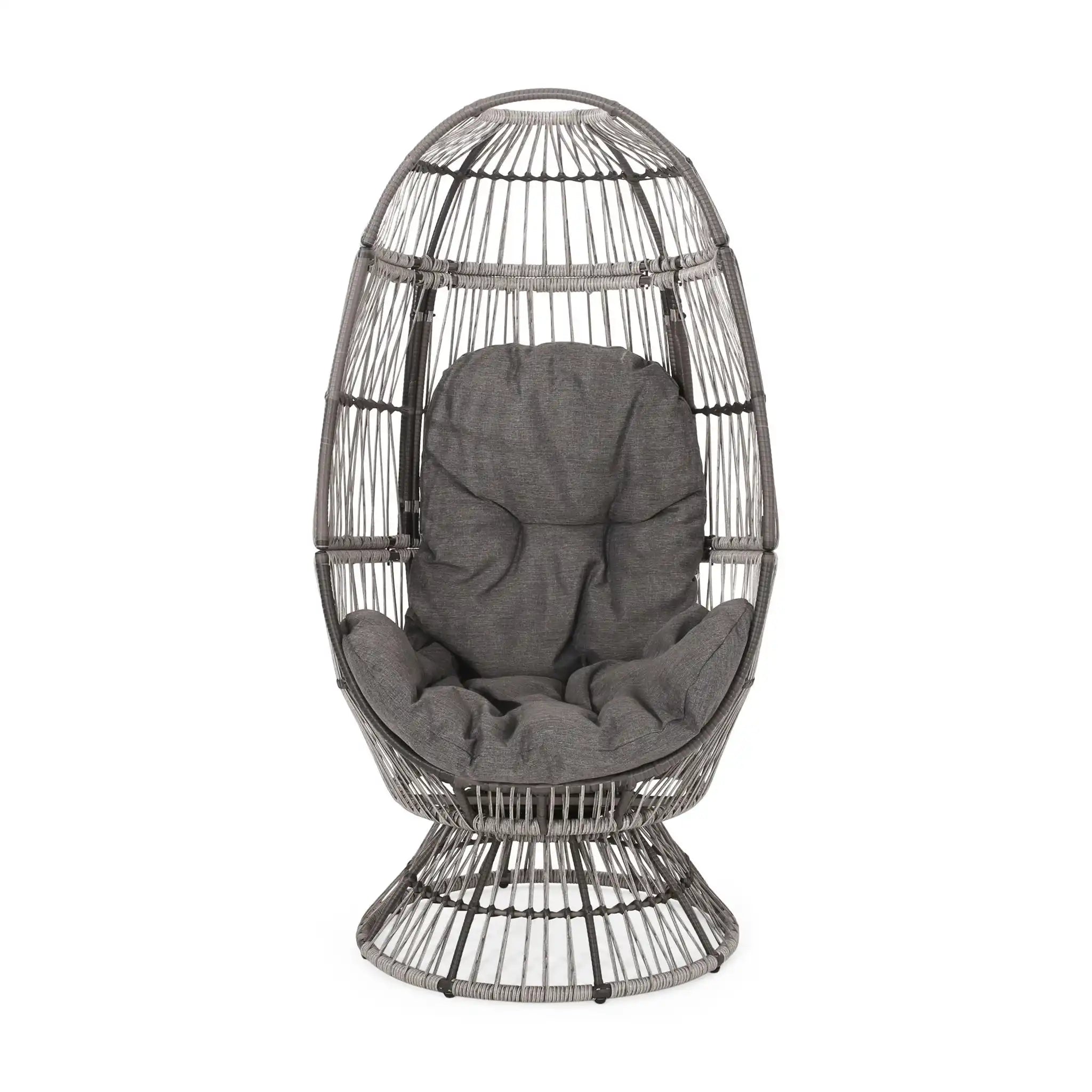 Patio Swivel Basket Egg Chair With Cushion - Best Buy Furniture