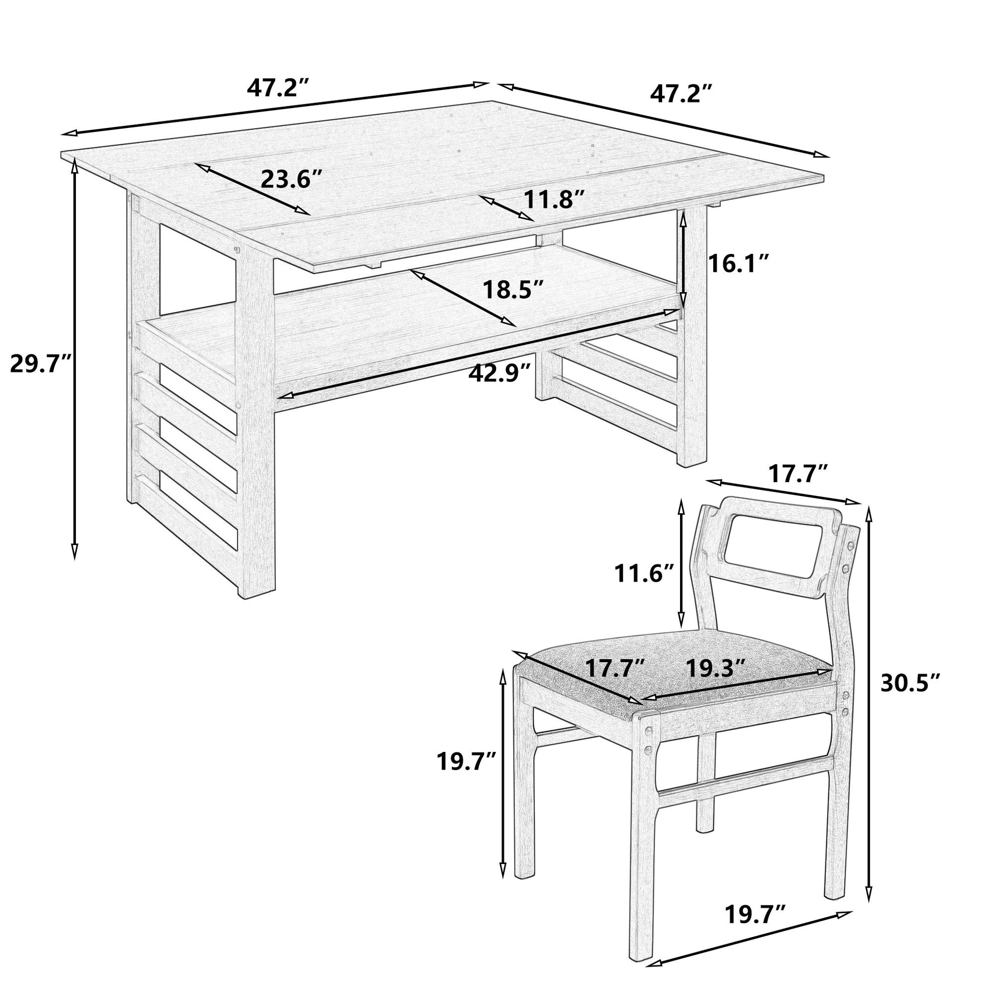 5 Piece Extendable Wood Square Dining Table Set With 2 Drop Leaves - Best Buy Furniture