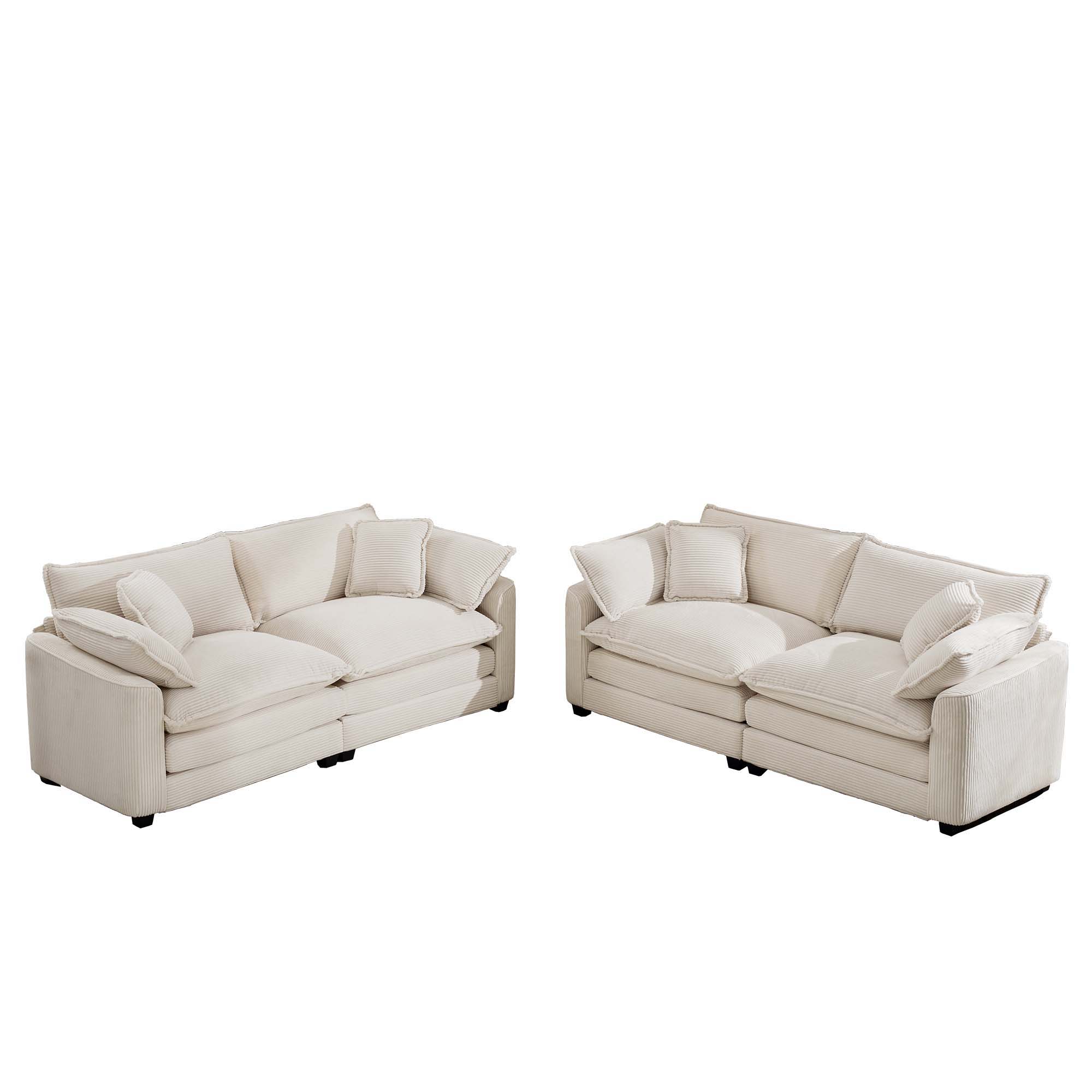 Elegant Corduroy Oversized Sectional Sofa Set With Deep Seats And Flexible Layout - Best Buy Furniture