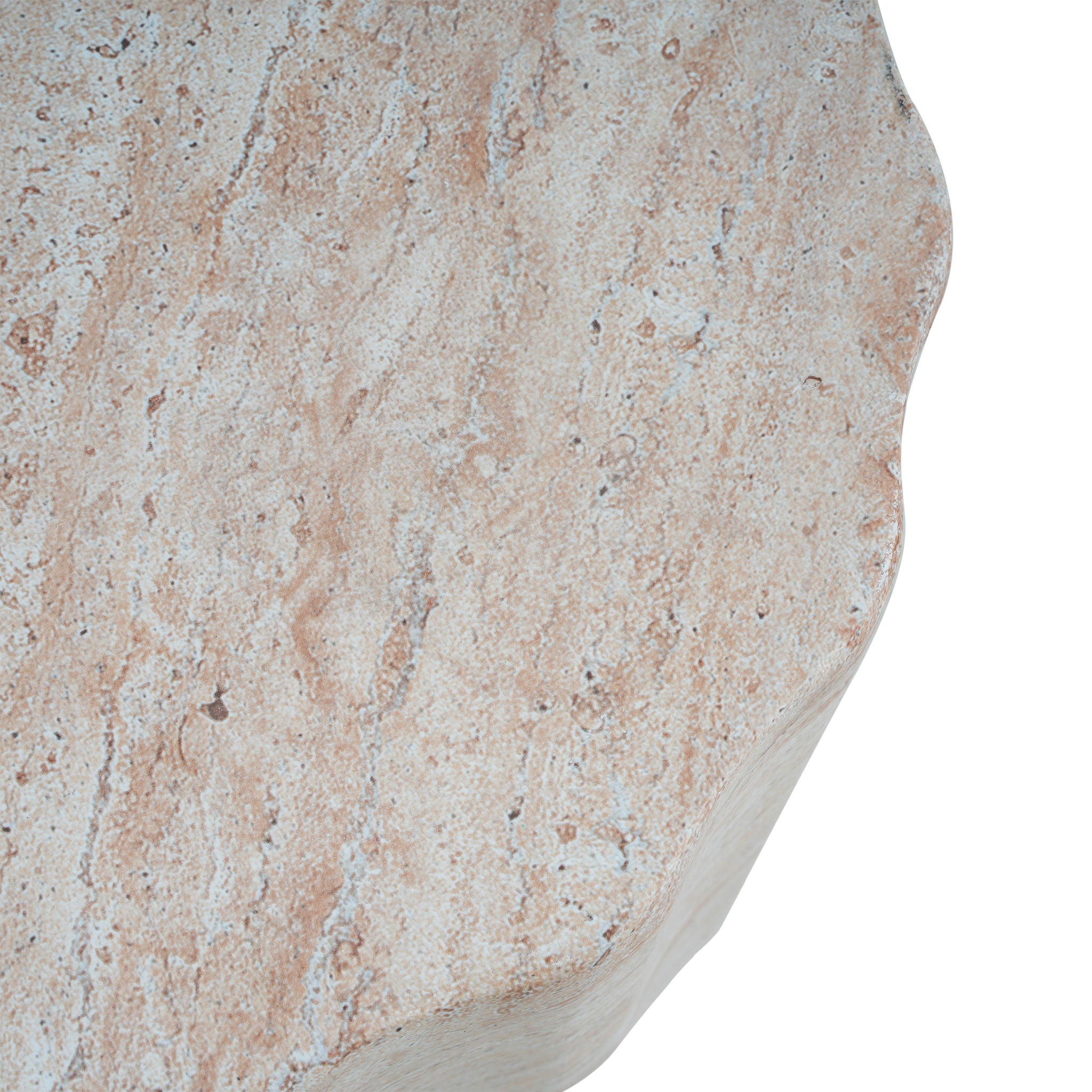 Elegant Indoor / Outdoor Lightweight Concrete Side Table With Travertine - Beige - Best Buy Furniture