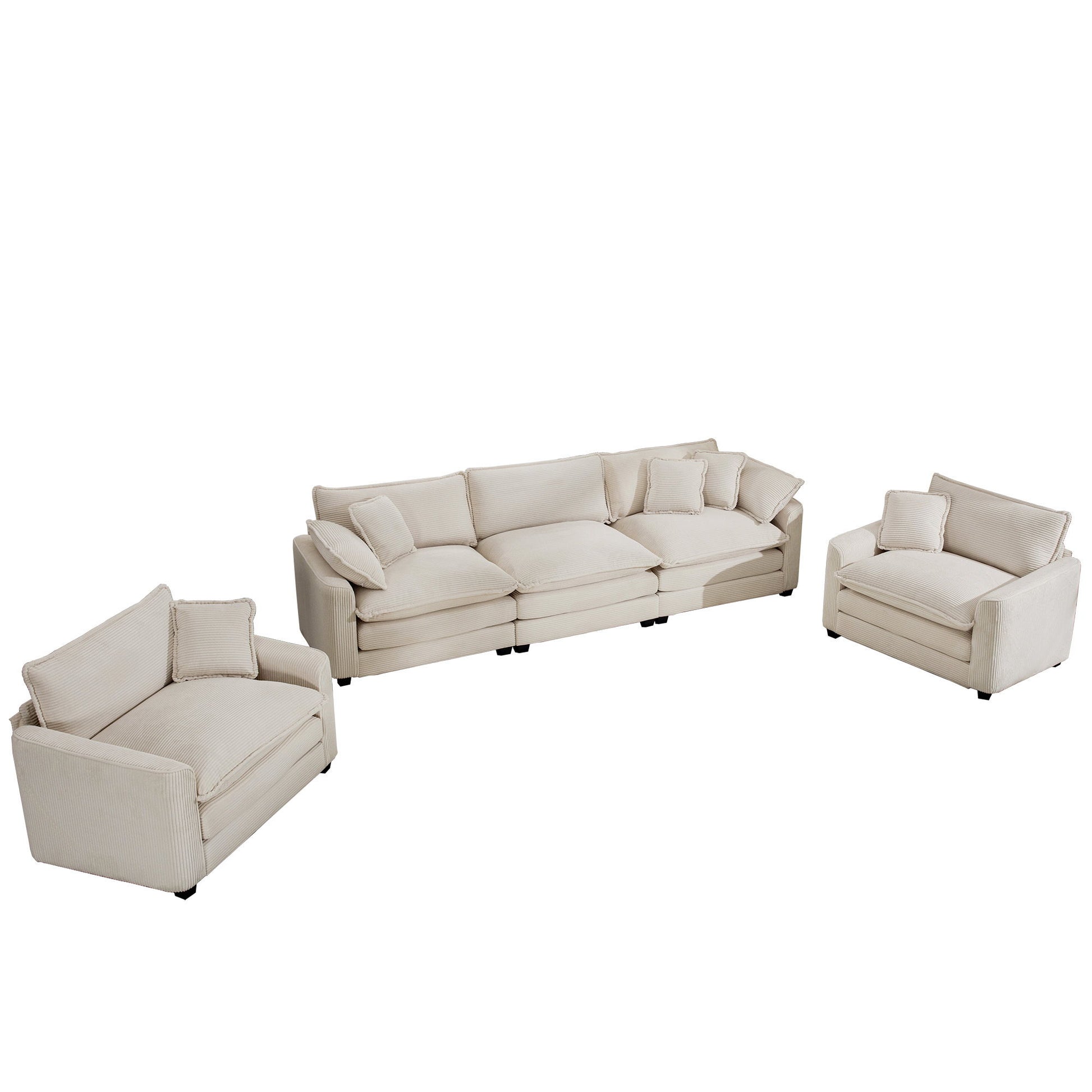 Elegant Corduroy Oversized Sectional Sofa Set With Deep Seats And Flexible Layout - Best Buy Furniture