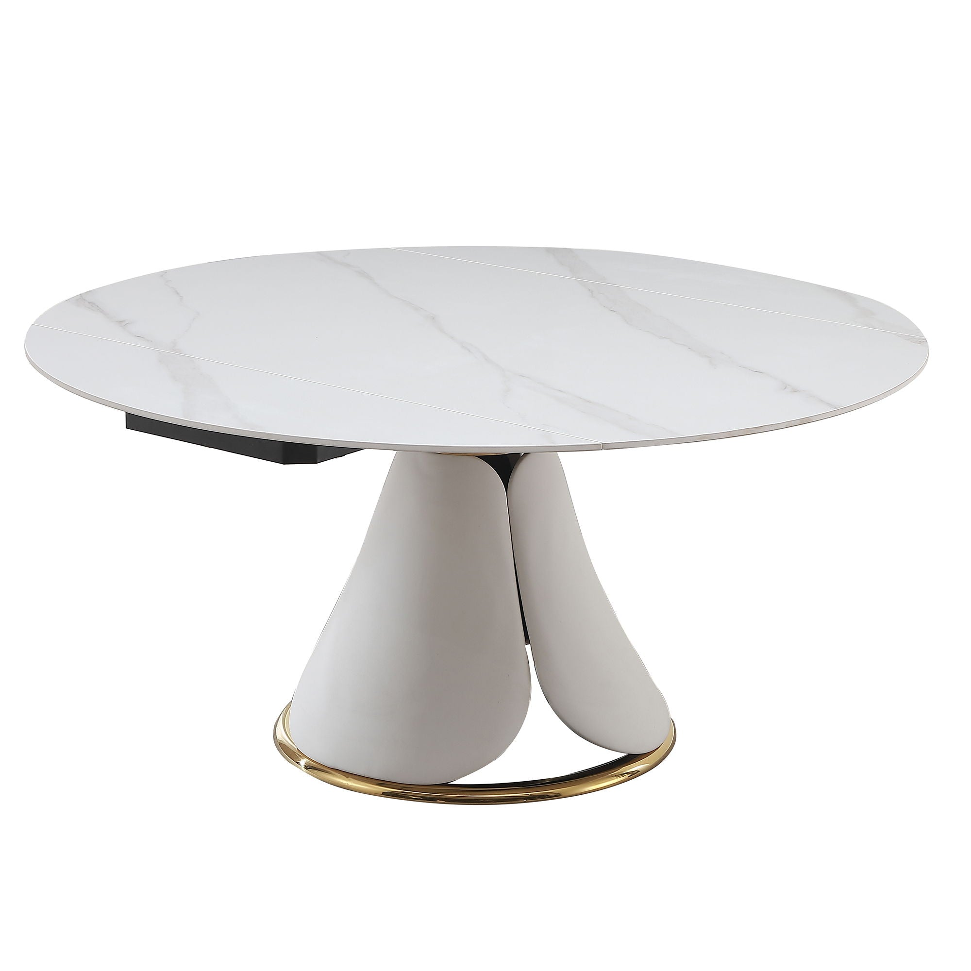Fashion Modern Sintered Stone Dining Table With Multi Functional Retractable Design - White - Best Buy Furniture