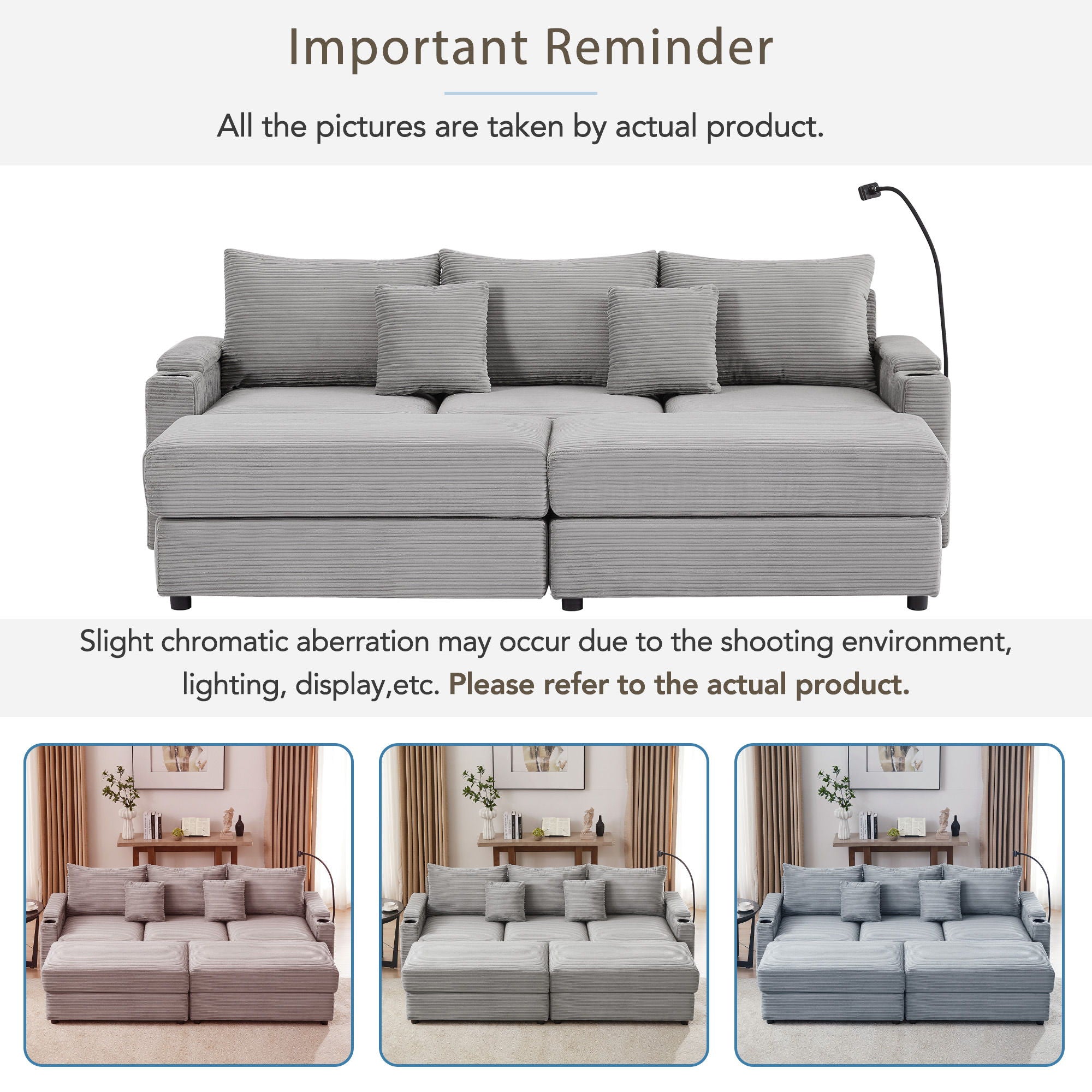 Modern Style Loveseat Sofa Sectional Sofa Couch With Storage Space, A Movable Ottoman, Two USB Ports, Two Cup Holders, A Phone Holder For Living Room - Best Buy Furniture
