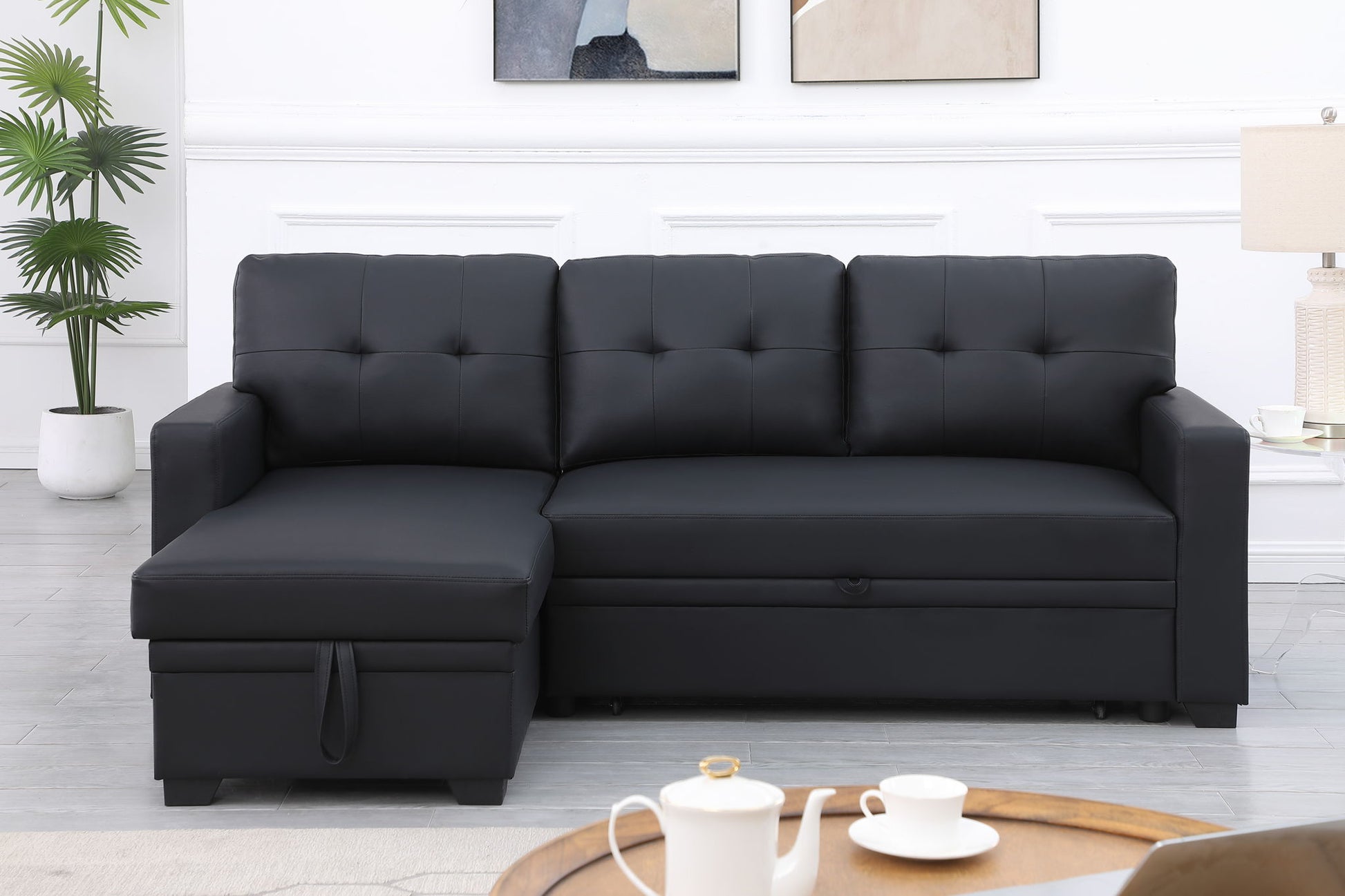 Upholstered Pull Out Sectional Sofa With Chaise - Best Buy Furniture