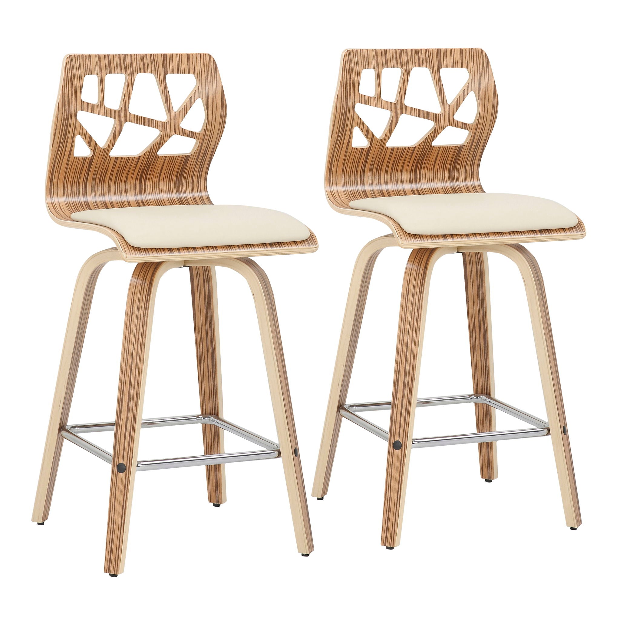 Folia - Mid Century Modern Counter Stool With Footrest (Set of 2) - Best Buy Furniture