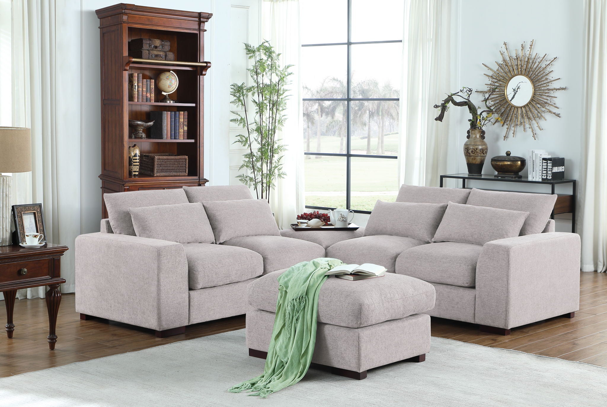 Tatman - Linen Blend Sectional With 2 Ottomans - Best Buy Furniture