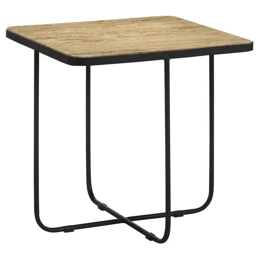 Elyna - Square Stone Top Accent Side Table - Beige - Best Buy Furniture