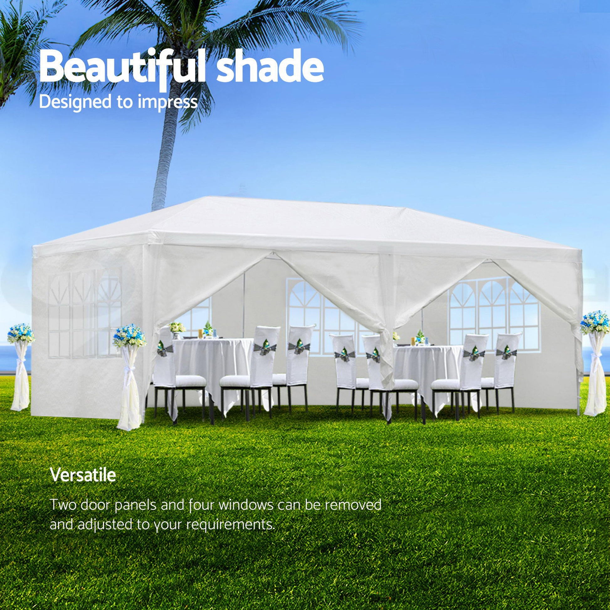 Wedding Party Canopy Tent Outdoor Gazebo With 6 Removable Sidewalls - White - Best Buy Furniture