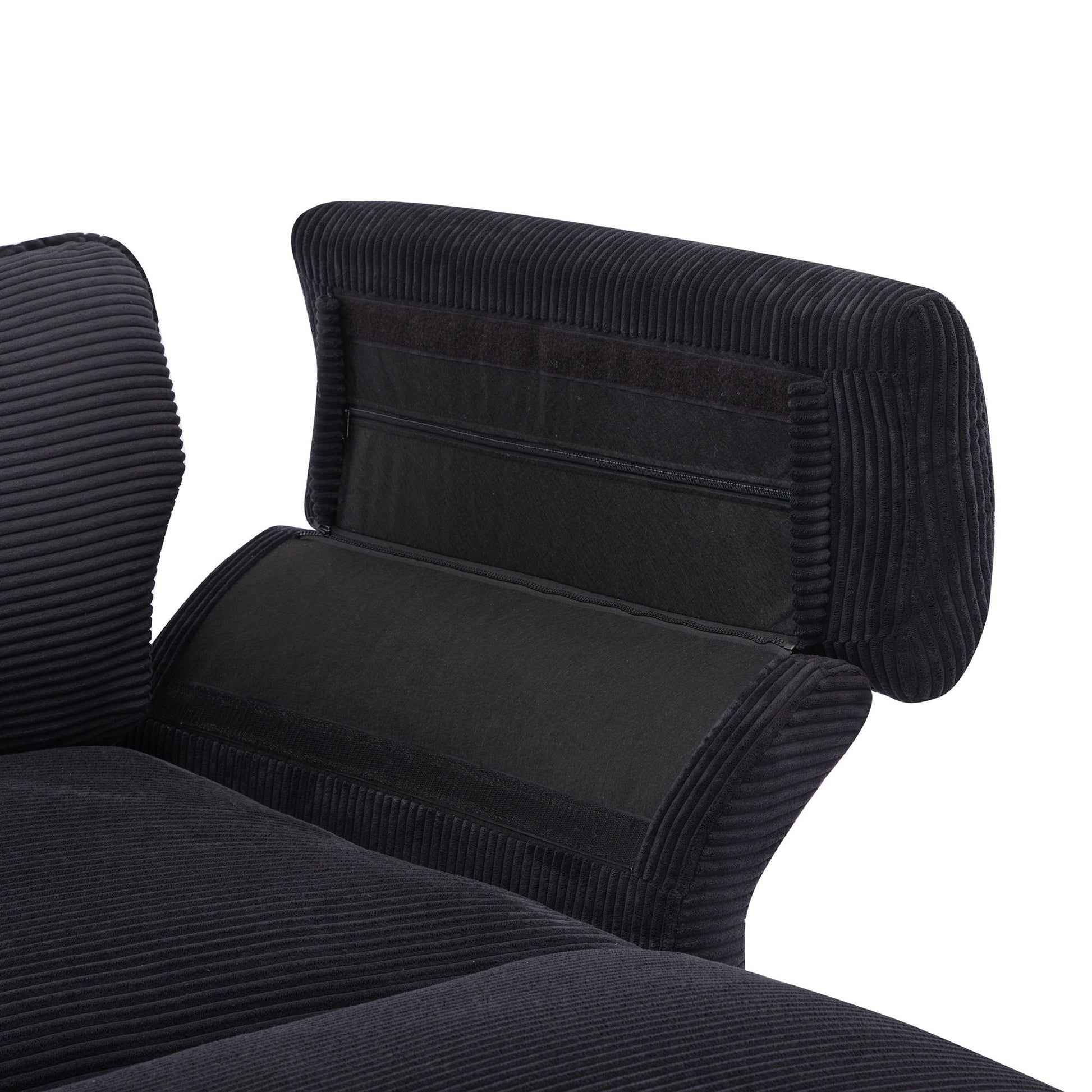 Modern Corduroy Deep Seat Sectional Sofa With Ottoman - Best Buy Furniture