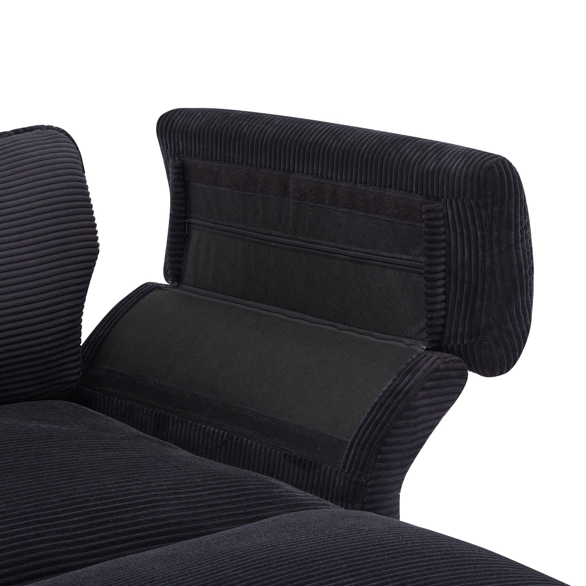 Modern Corduroy Deep Seat Sectional Sofa With Ottoman - Best Buy Furniture