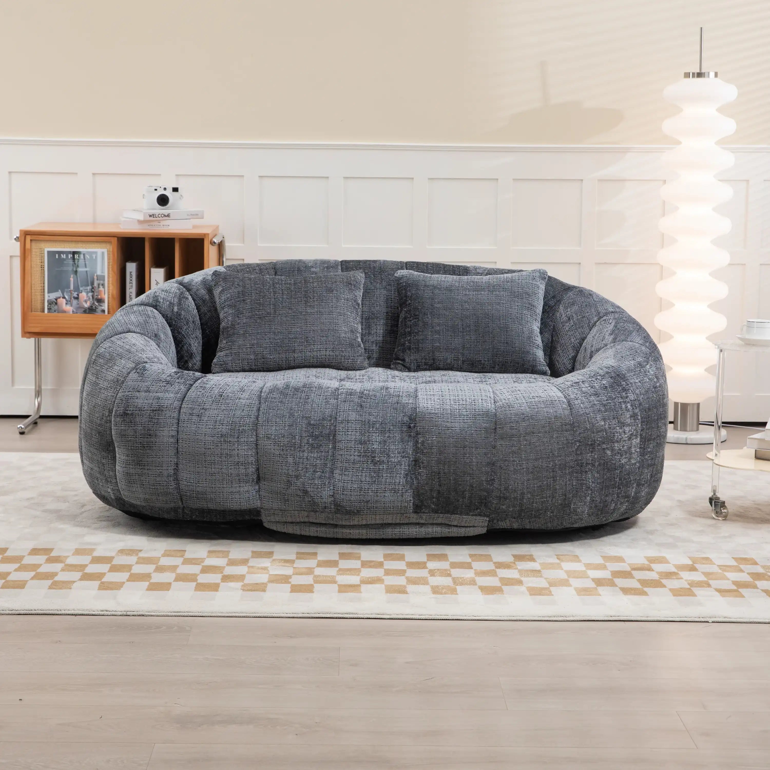 COOLMORE High Back Bean Bag Sofa, Indoor/Outdoor Lounger, Gray Chenille - Best Buy Furniture