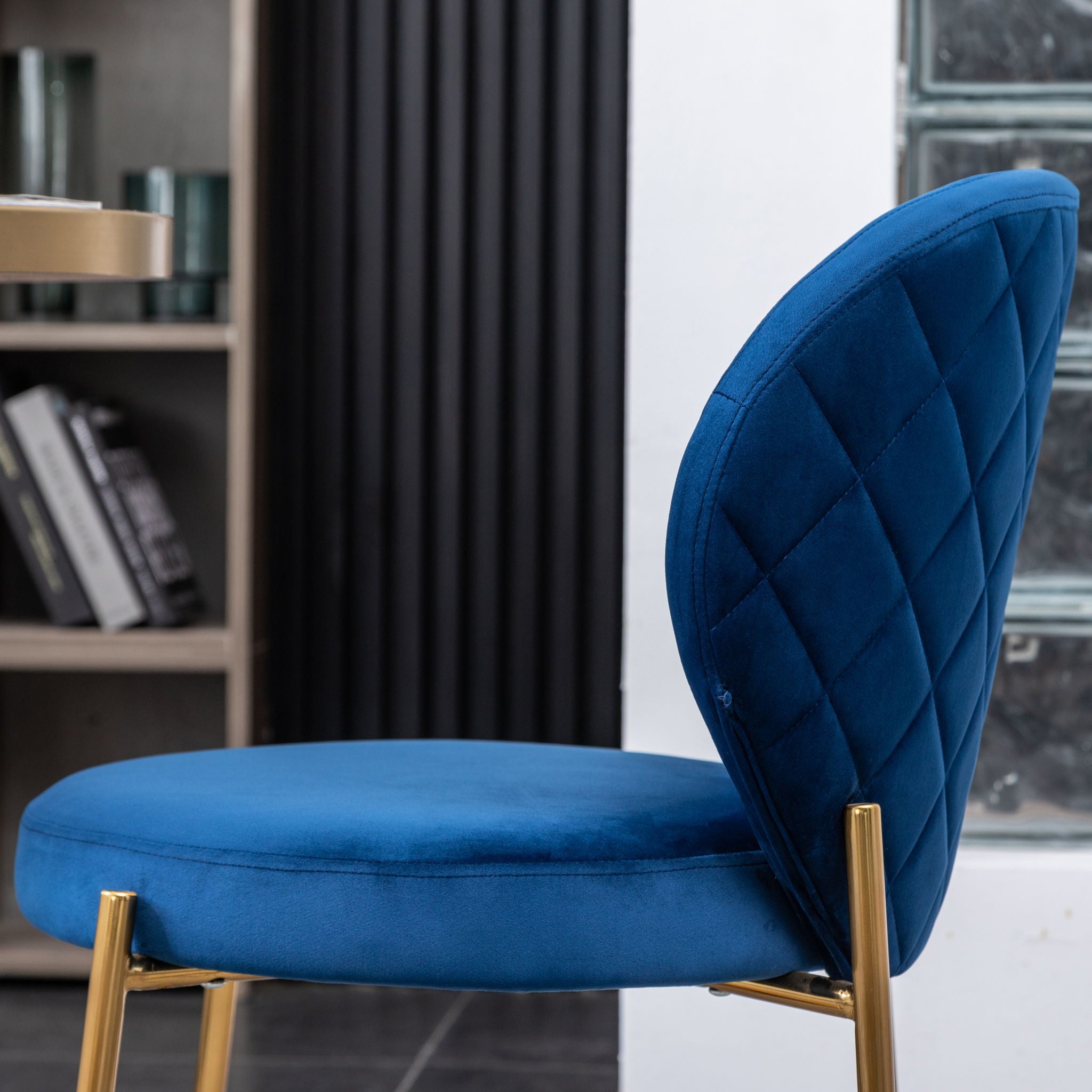 Amoa - Contemporary Velvet Upholstery Dining Chair - Blue - Best Buy Furniture