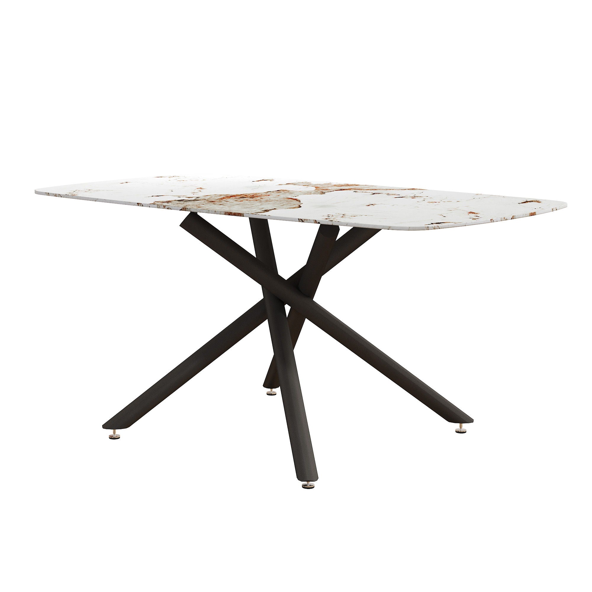 Luxurious Marble Patterned Dining Table With Metal Fork Legs - Best Buy Furniture