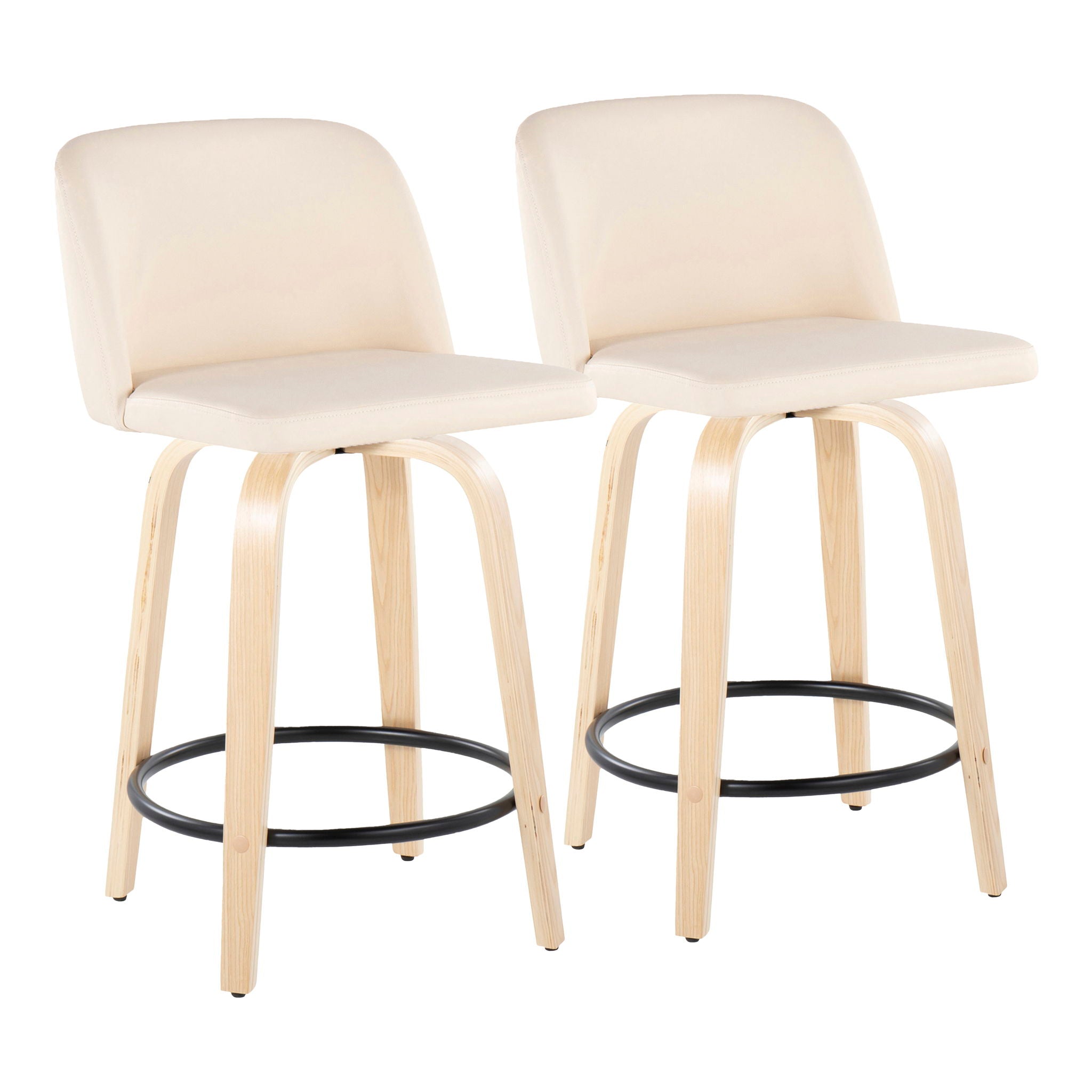 Toriano - Contemporary, Fixed Height Counter Stool With Swivel And Round Footrest (Set of 2) - Best Buy Furniture