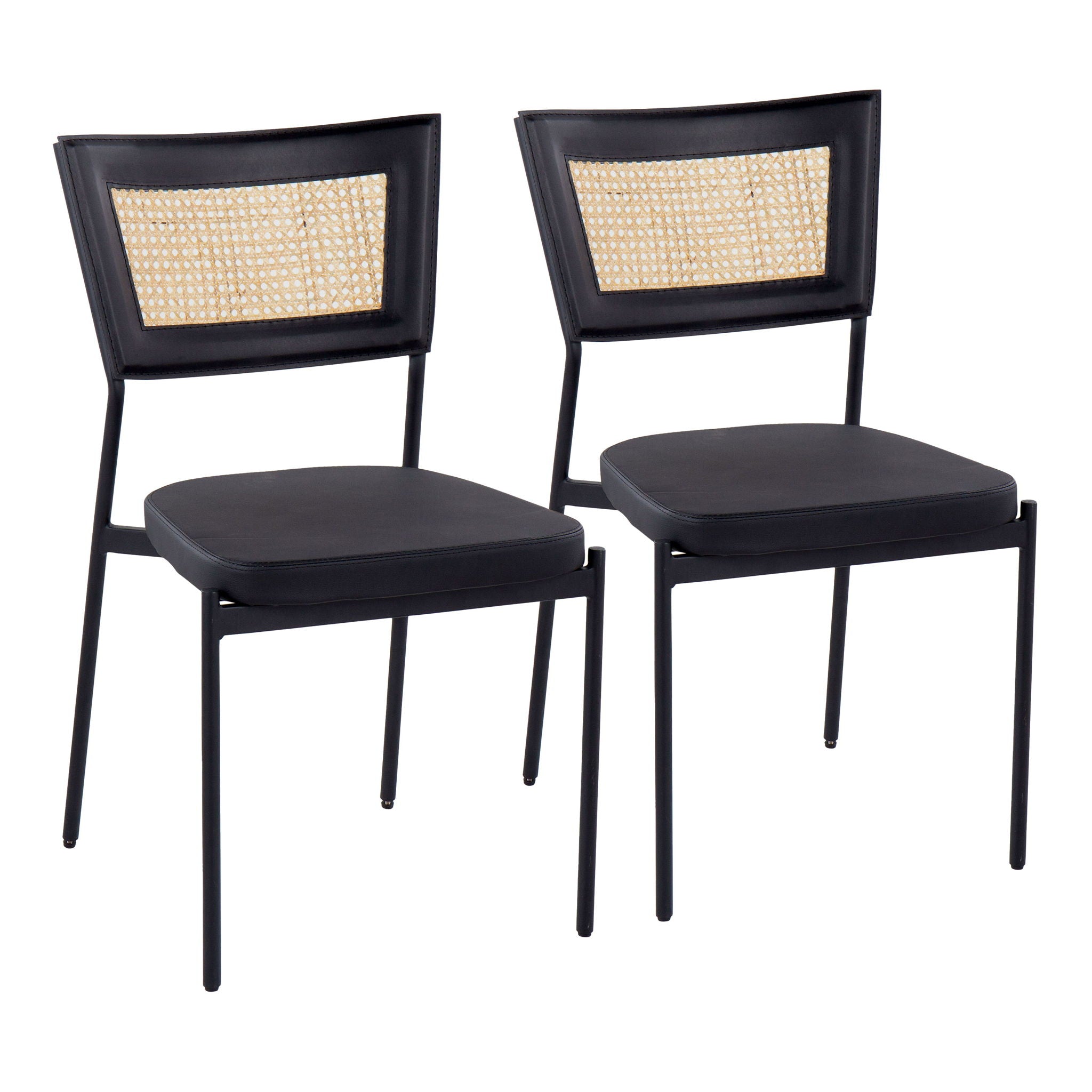 Tania - Contemporary Dining Chair (Set of 2) - Black / Rattan Back - Best Buy Furniture